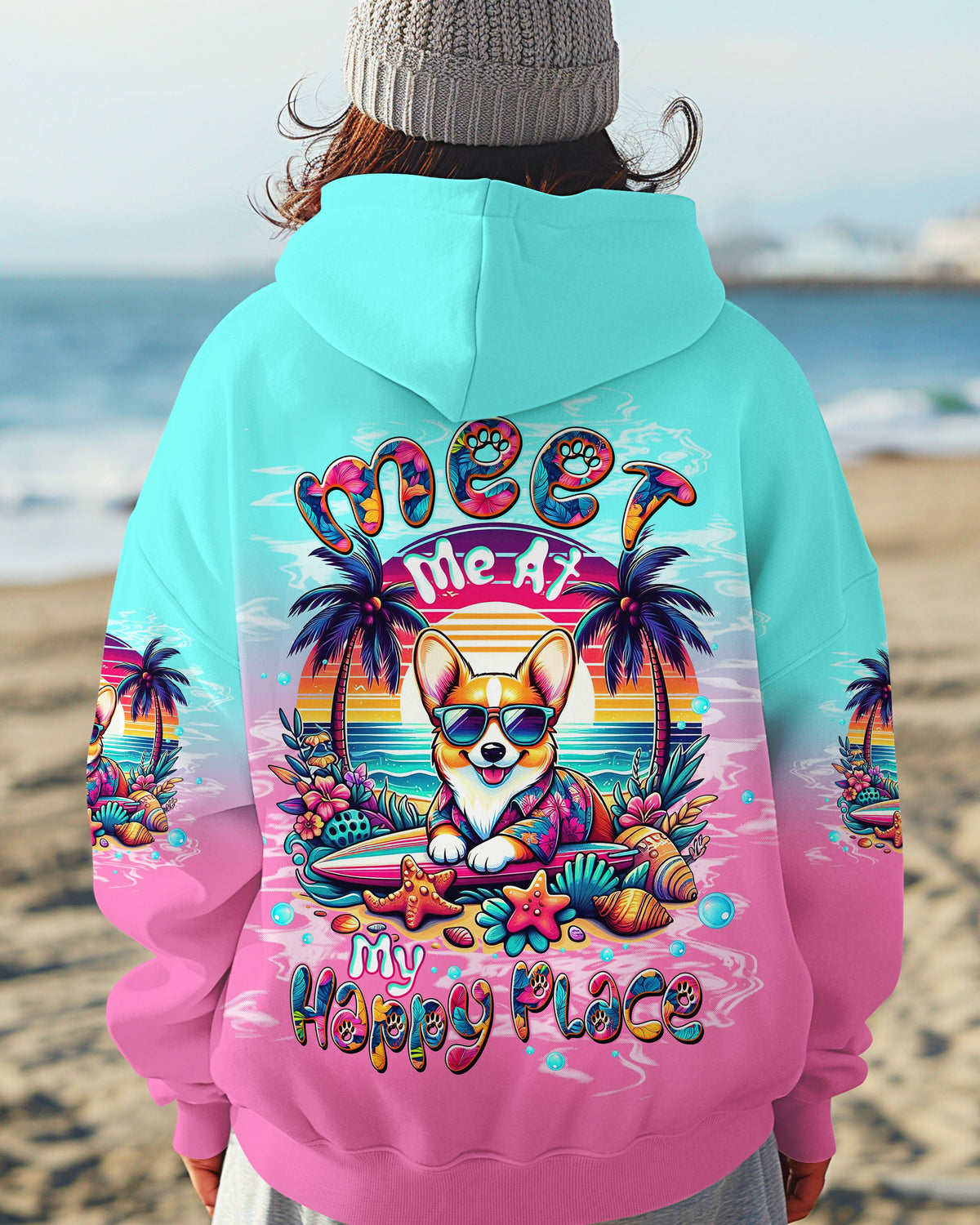 BLISSCORNERS MEET ME AT MY HAPPY PLACE DOG CORGI ALL OVER PRINT