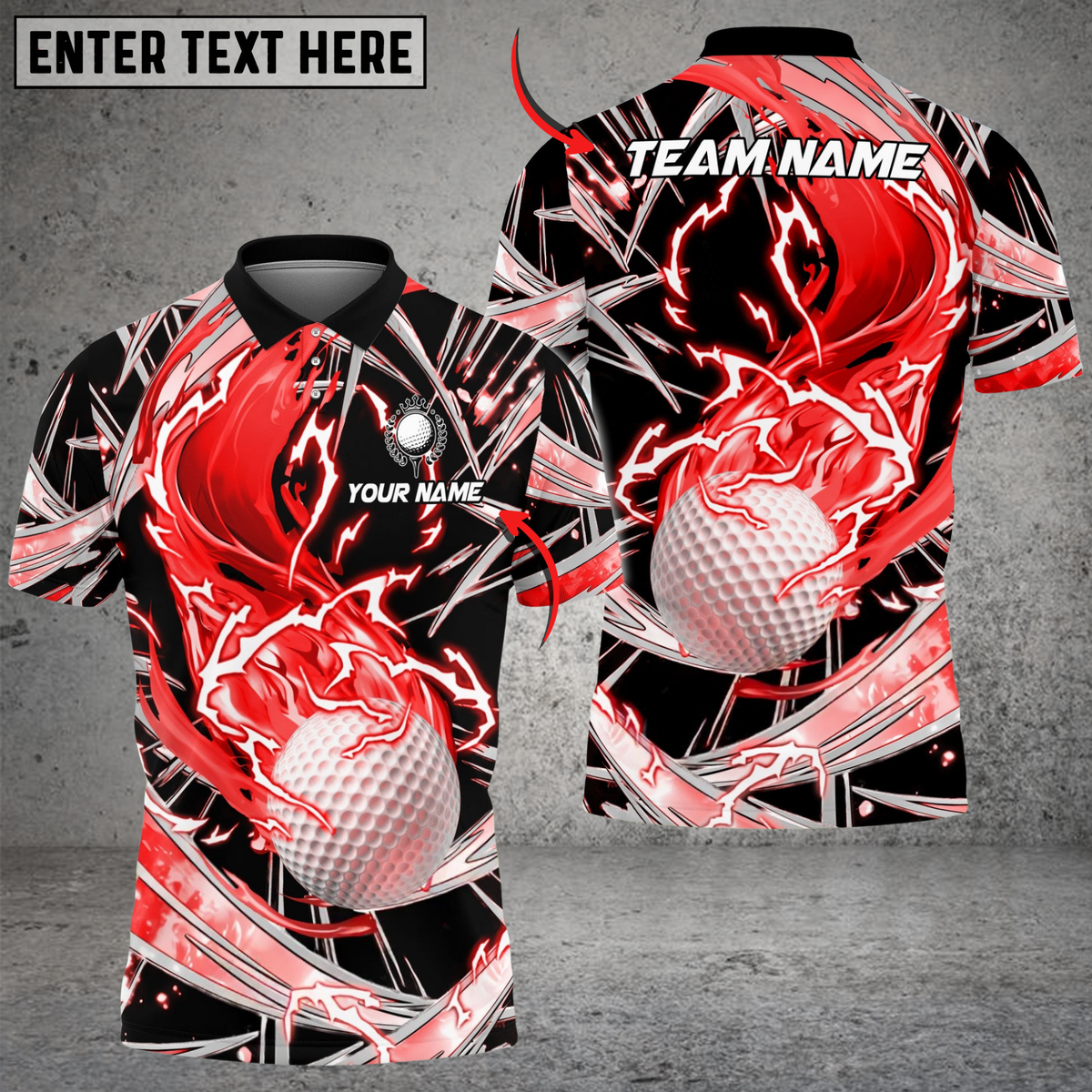 Blisscorners Fireball Swing Golf Polo Shirt, Customized Name & Team Name 3D Shirts (4 Colors)