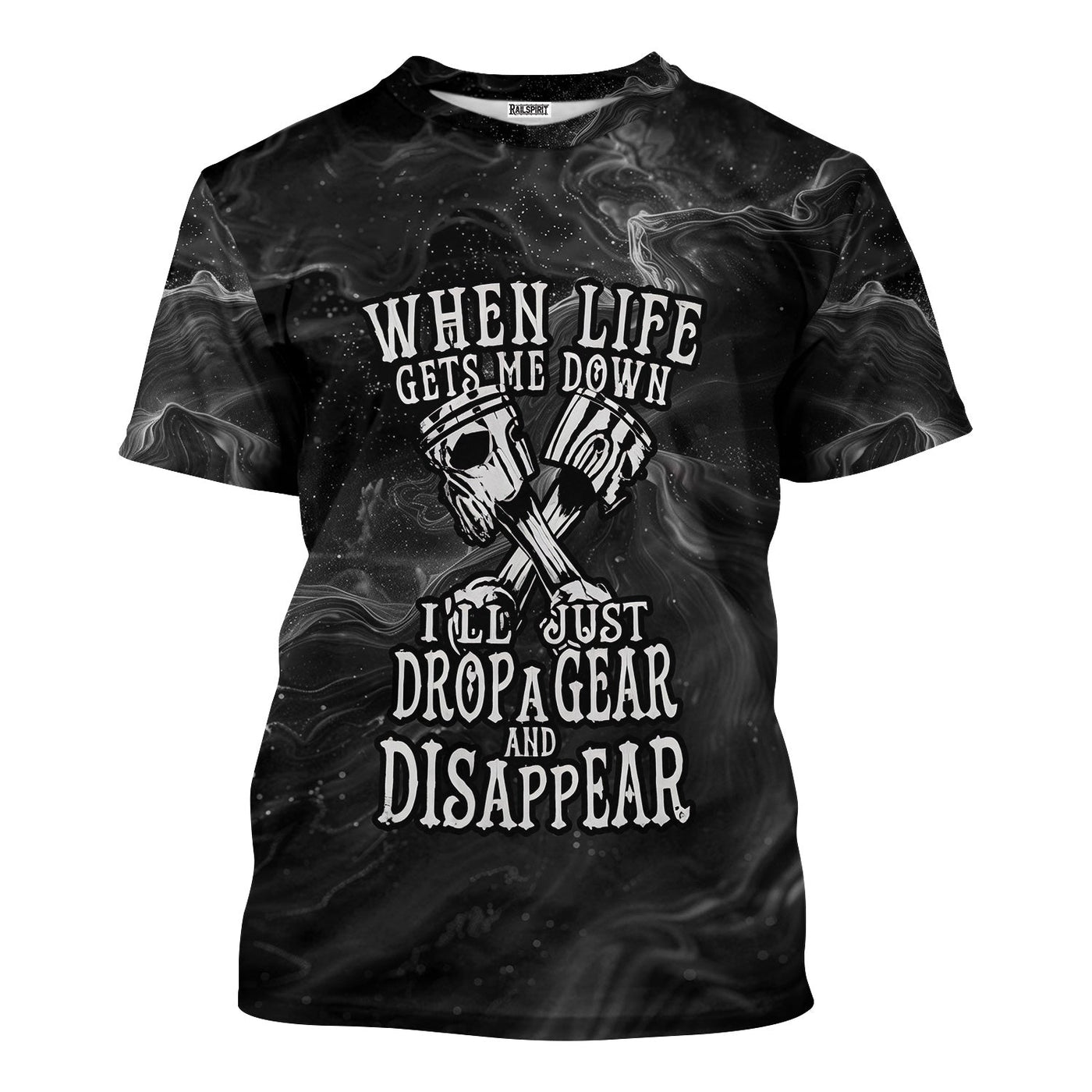 Blisscorners When Life Gets Me Down I'll Just Drop A Gear And Disapper Shirt Funny Printed Vintage Mechanic Unisex T Shirt