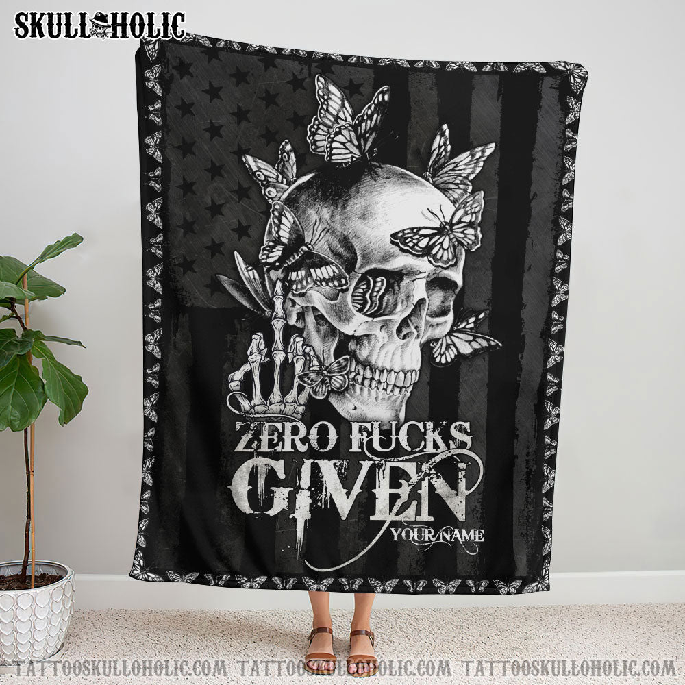 BLISSCORNERS PERSONALIZED SKULL BUTTERFLY DEMON DARK WOVEN & FLEECE BLANKET