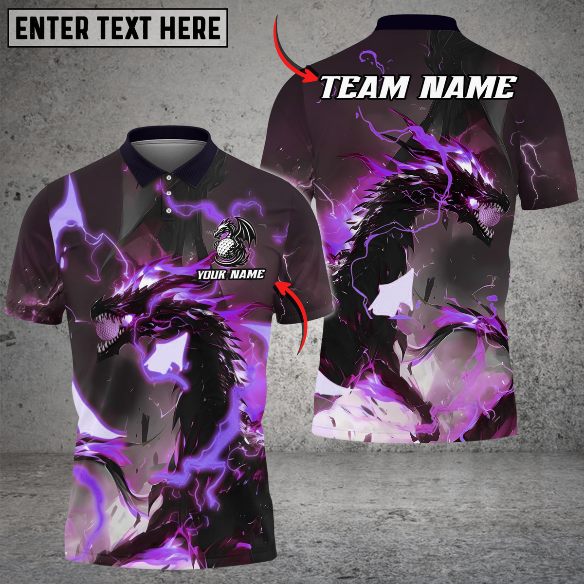 Blisscorners Thunder Dragon Golf Polo Shirt, Customized Name &amp; Team Name 3D Shirts (4 Colors)