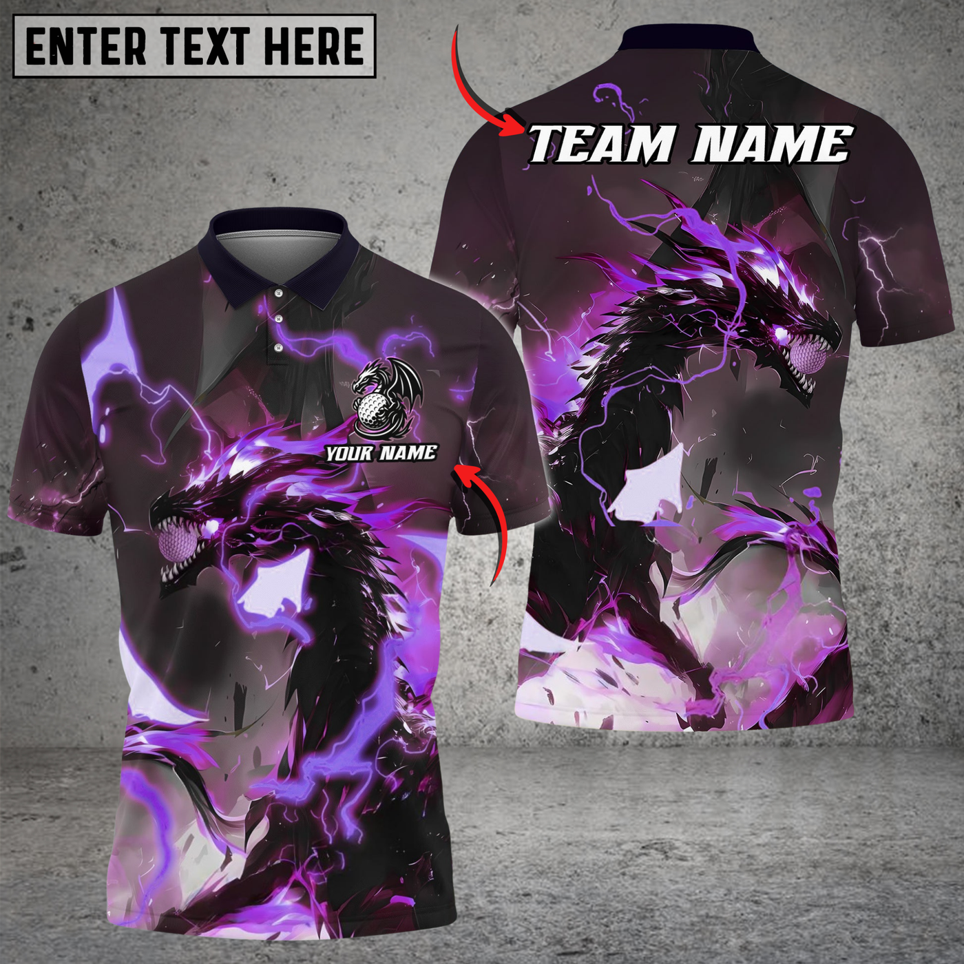 Blisscorners Thunder Dragon Golf Polo Shirt, Customized Name & Team Name 3D Shirts (4 Colors)