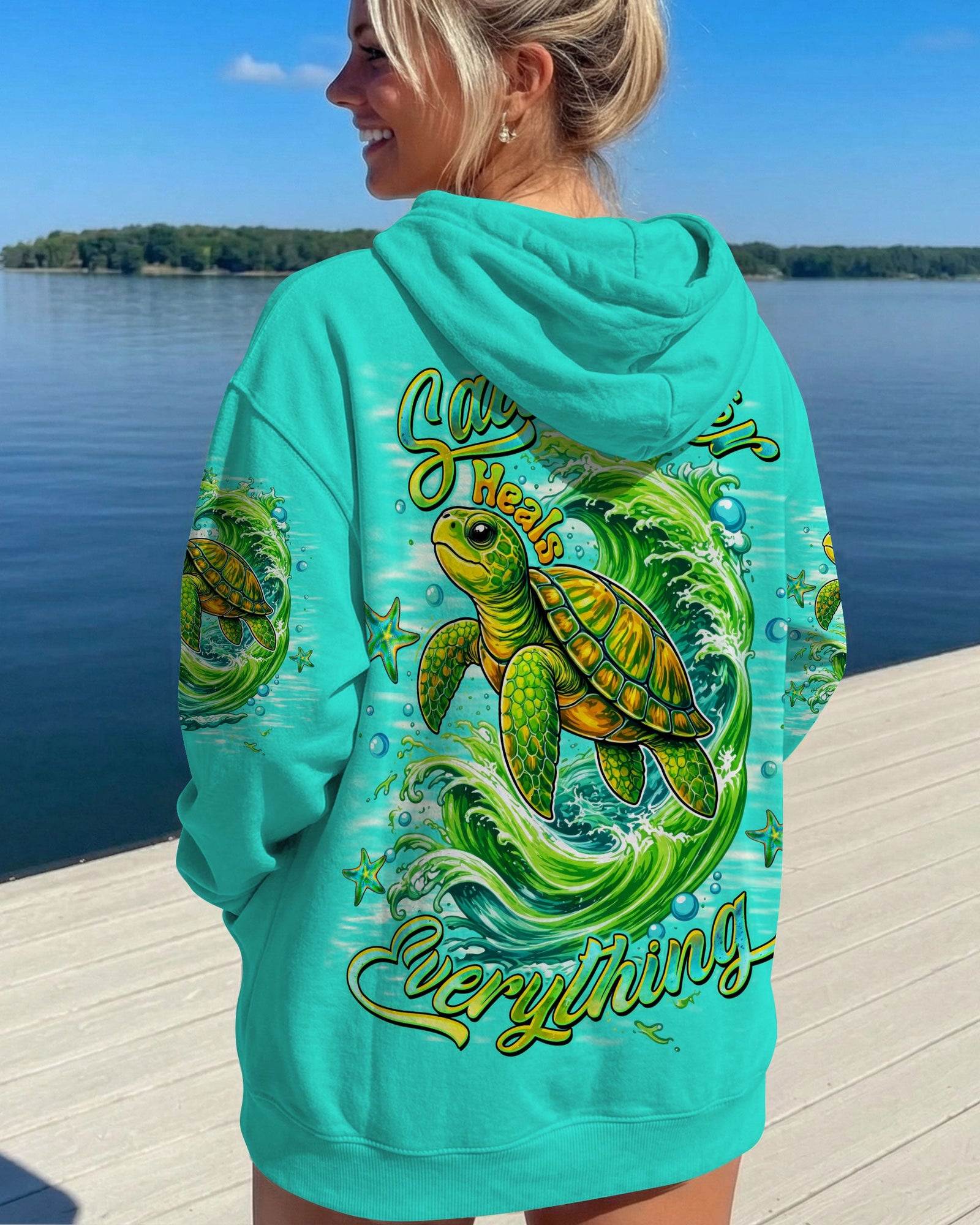 BLISSCORNERS SALTWATER HEALS EVERYTHING TURTLE ALL OVER PRINT