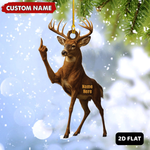Blisscorners Personalized Funny Deer Buck Fukin' Finger Hunting Acrylic Christmas Ornament And Keychain Custom Gift For Hunters 2D Flat