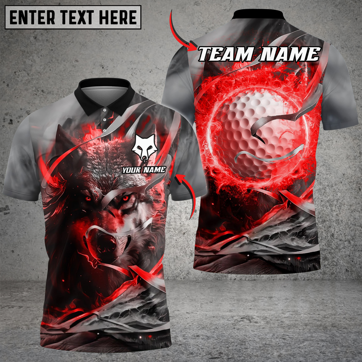 Blisscorners Wolf Golf Energy Polo Shirt Shirt, Customized Name & Team Name 3D Shirts (4 Colors)