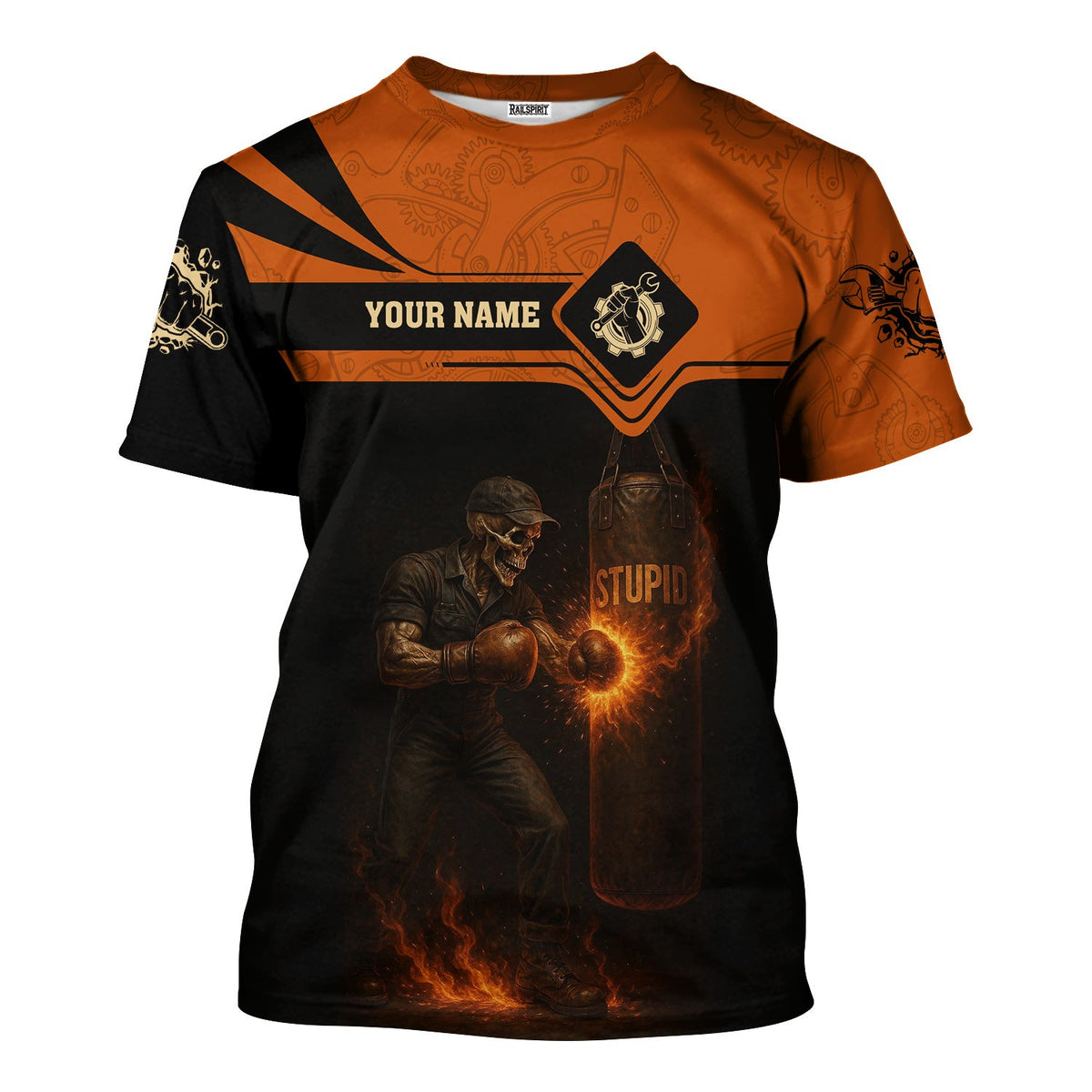 Blisscorners Personalized T-Shirt Mechanic Fighting The Forces Of Stupid Everyday Boxing Funny Design Shirt For Mechanics