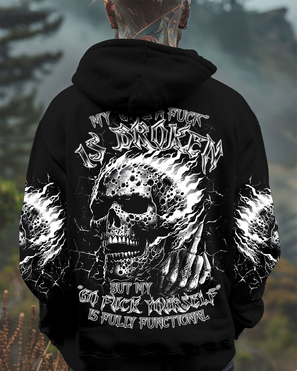 BLISSCORNERS MY GIVE A F IS BROKEN SKULL FIRE ALL OVER PRINT