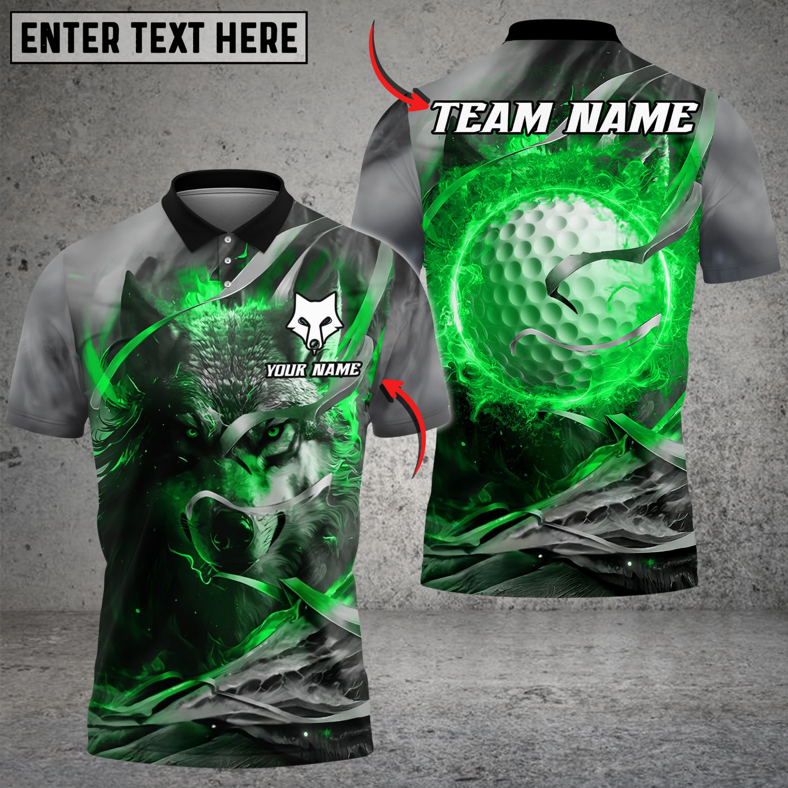 Blisscorners Wolf Golf Energy Polo Shirt Shirt, Customized Name & Team Name 3D Shirts (4 Colors)