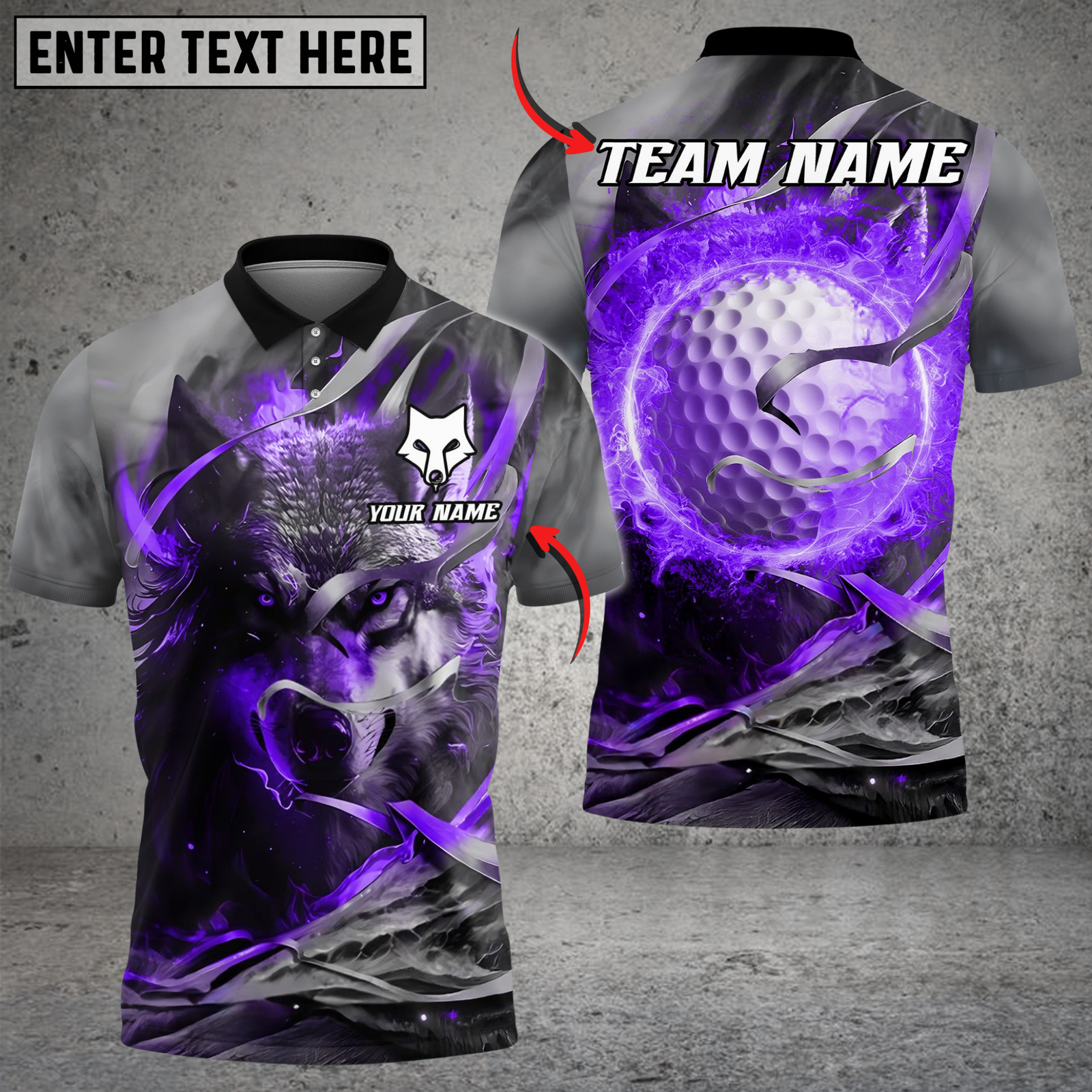 Blisscorners Wolf Golf Energy Polo Shirt Shirt, Customized Name & Team Name 3D Shirts (4 Colors)