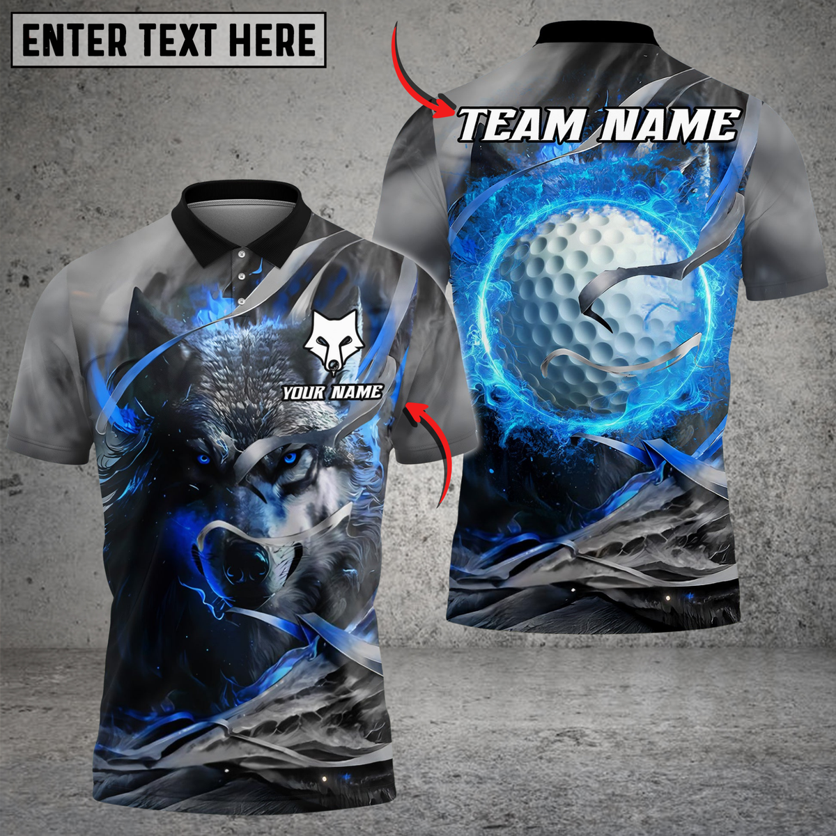 Blisscorners Wolf Golf Energy Polo Shirt Shirt, Customized Name & Team Name 3D Shirts (4 Colors)