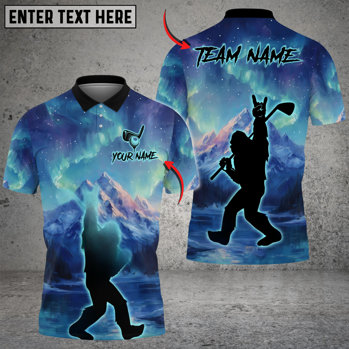 Blisscorners Legend of Bigfoot Swing Funny Golf Polo Shirt, Custom Name &amp; Team Name 3D Shirts