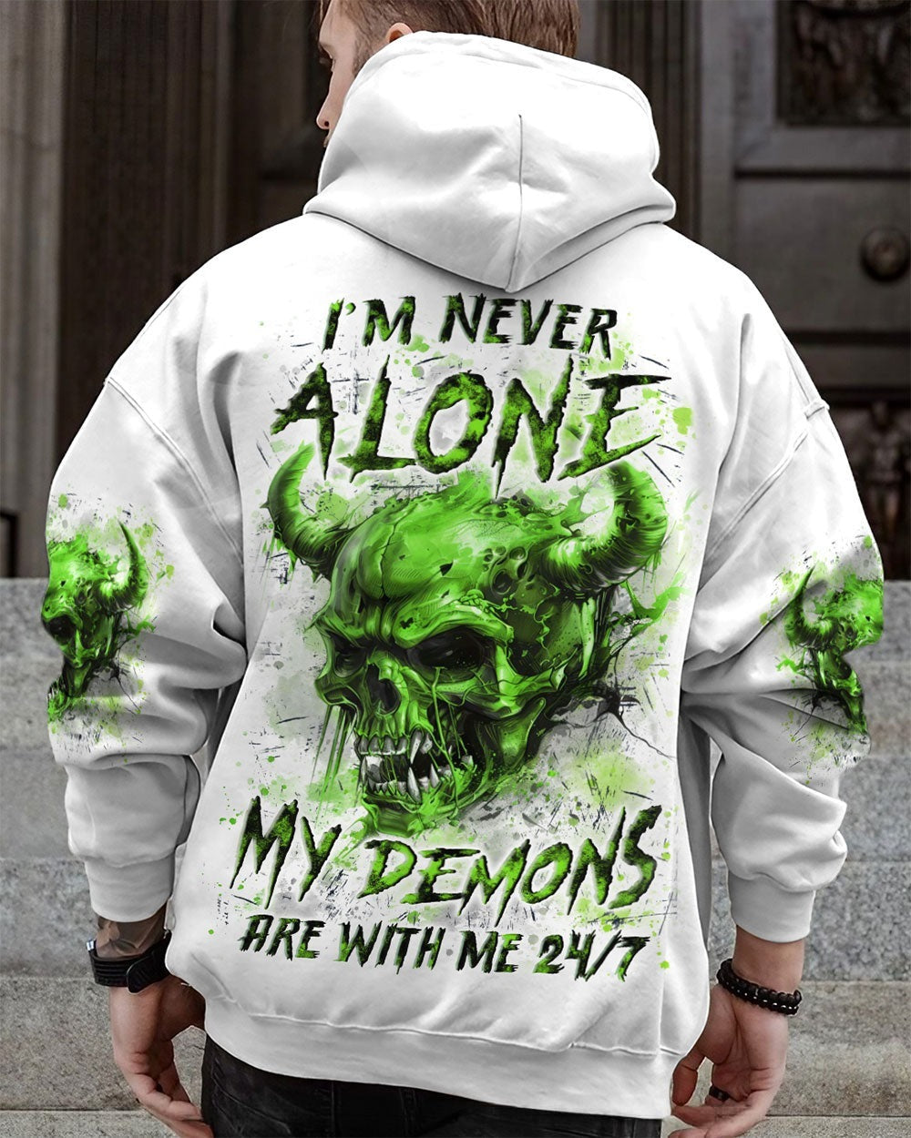 BLISSCORNERS I'M NEVER ALONE SKULL DEMON ALL OVER PRINT