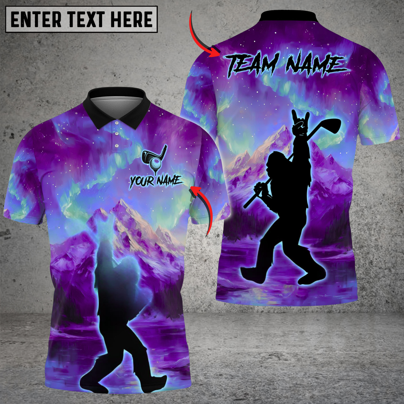 Blisscorners Legend of Bigfoot Swing Funny Golf Polo Shirt, Custom Name & Team Name 3D Shirts