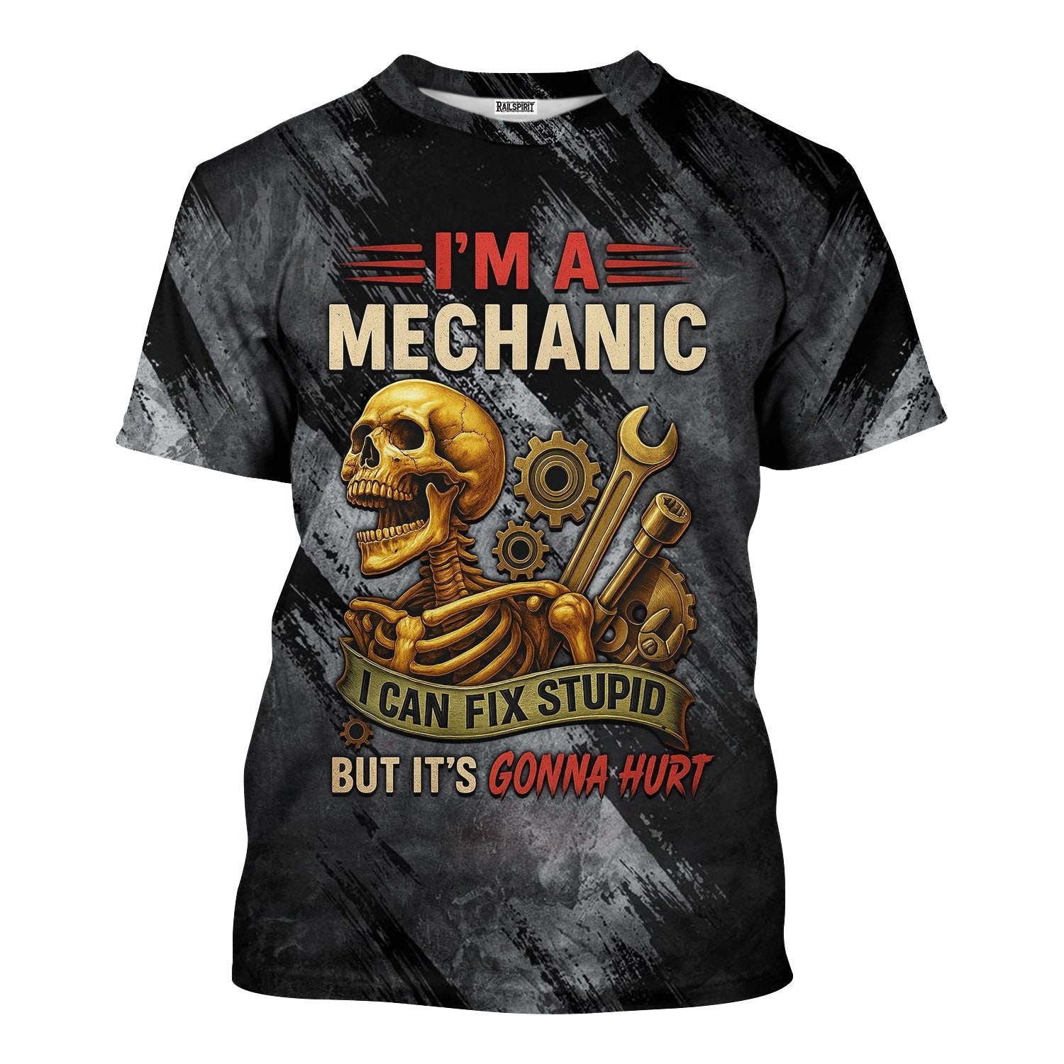 Blisscorners I'm A Mechanic I Can Fix Stupid Funny Printed Vintage Mechanic Unisex T Shirt