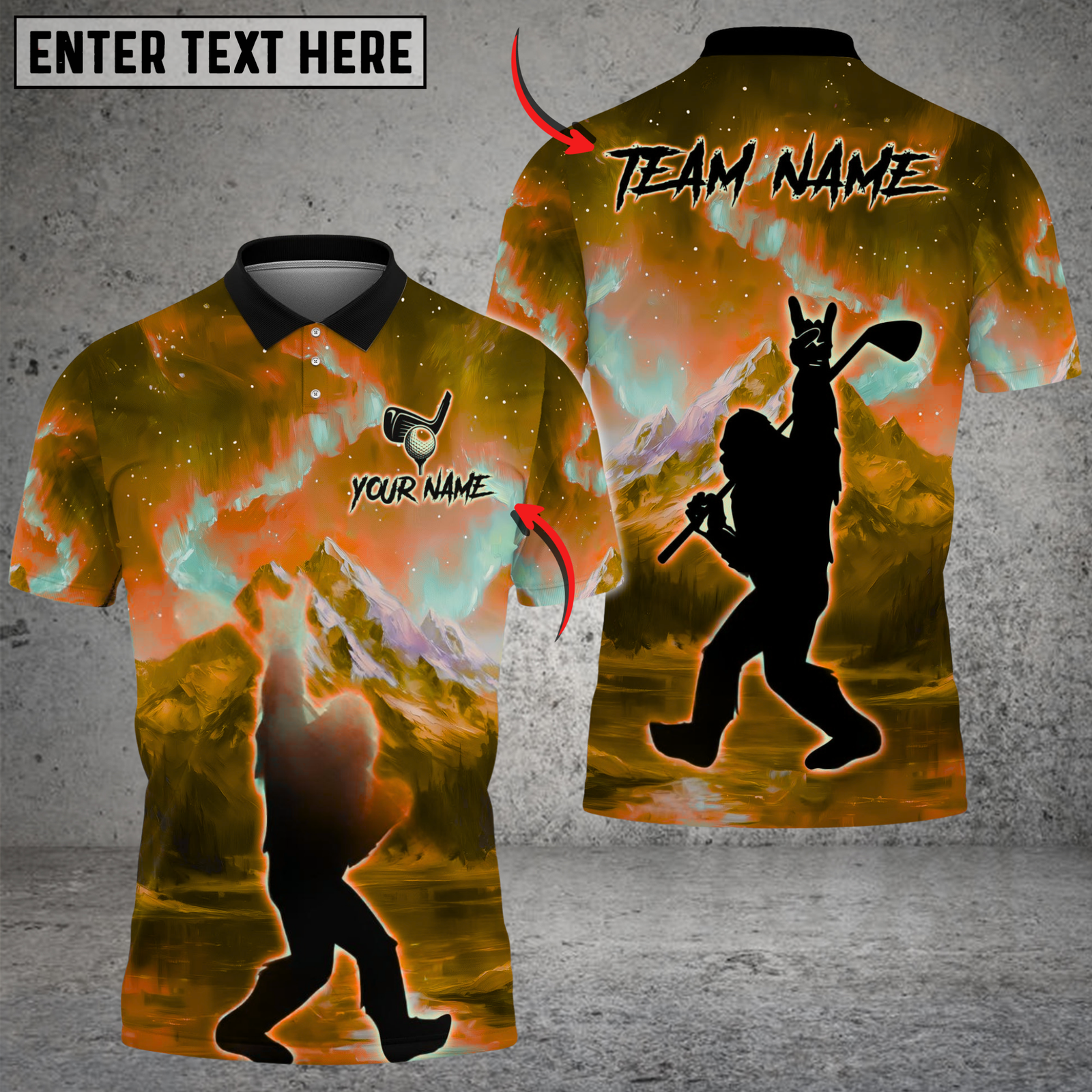 Blisscorners Legend of Bigfoot Swing Funny Golf Polo Shirt, Custom Name & Team Name 3D Shirts