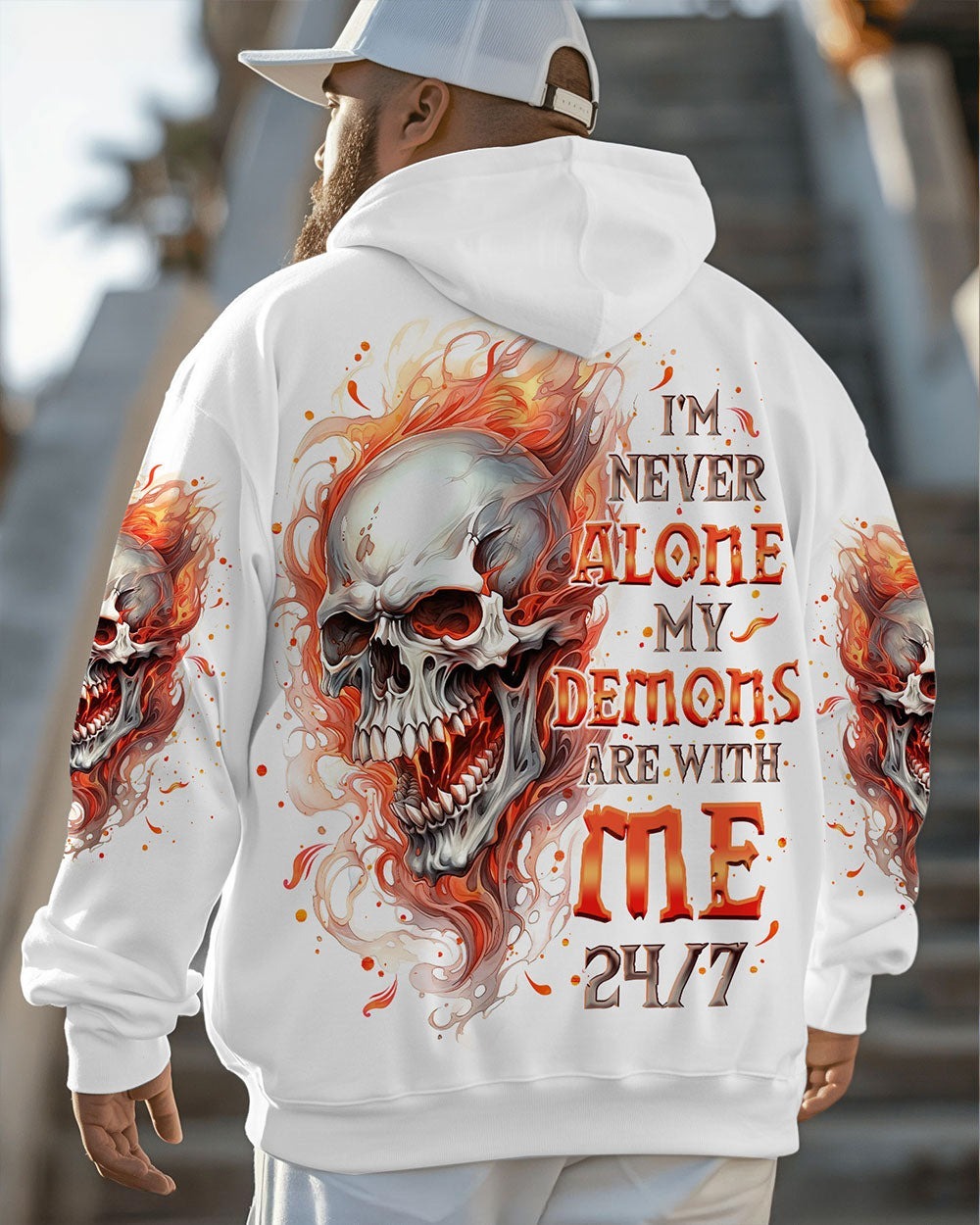 BLISSCORNERS I'M NEVER ALONE SKULL FIRE ALL OVER PRINT