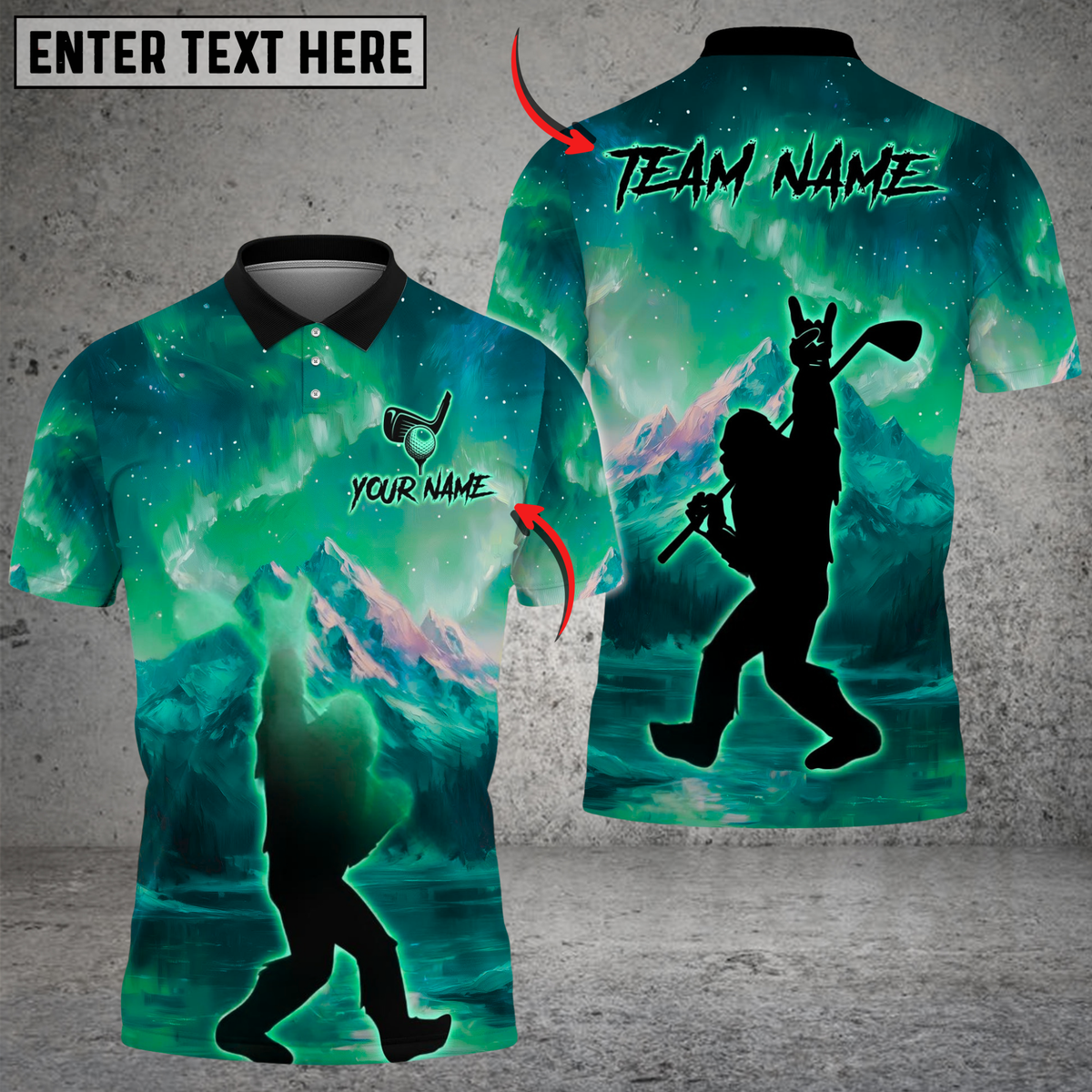 Blisscorners Legend of Bigfoot Swing Funny Golf Polo Shirt, Custom Name & Team Name 3D Shirts