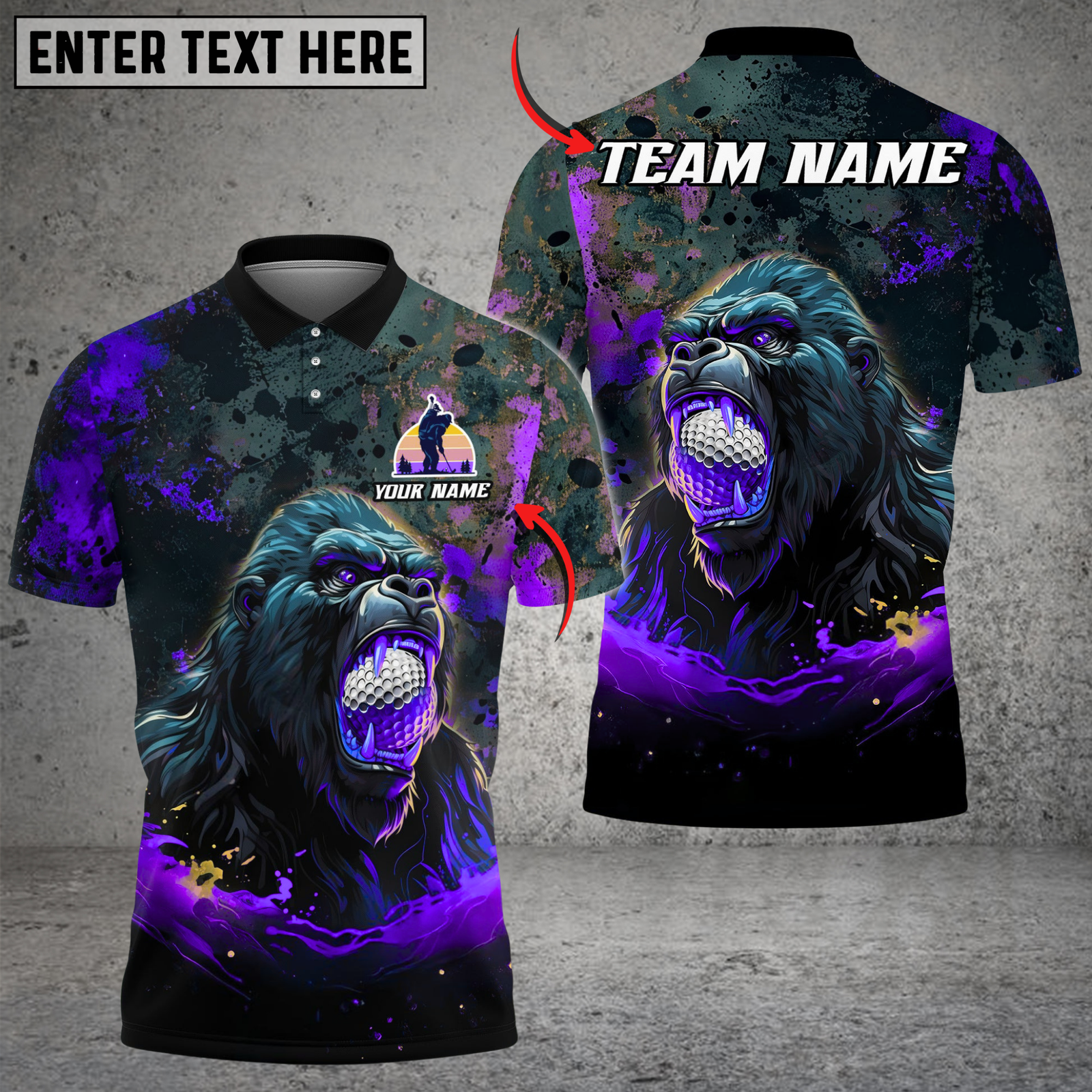 Blisscorners Raging Gorilla Golf Polo Shirt, Custom Name & Team Name 3D Shirts