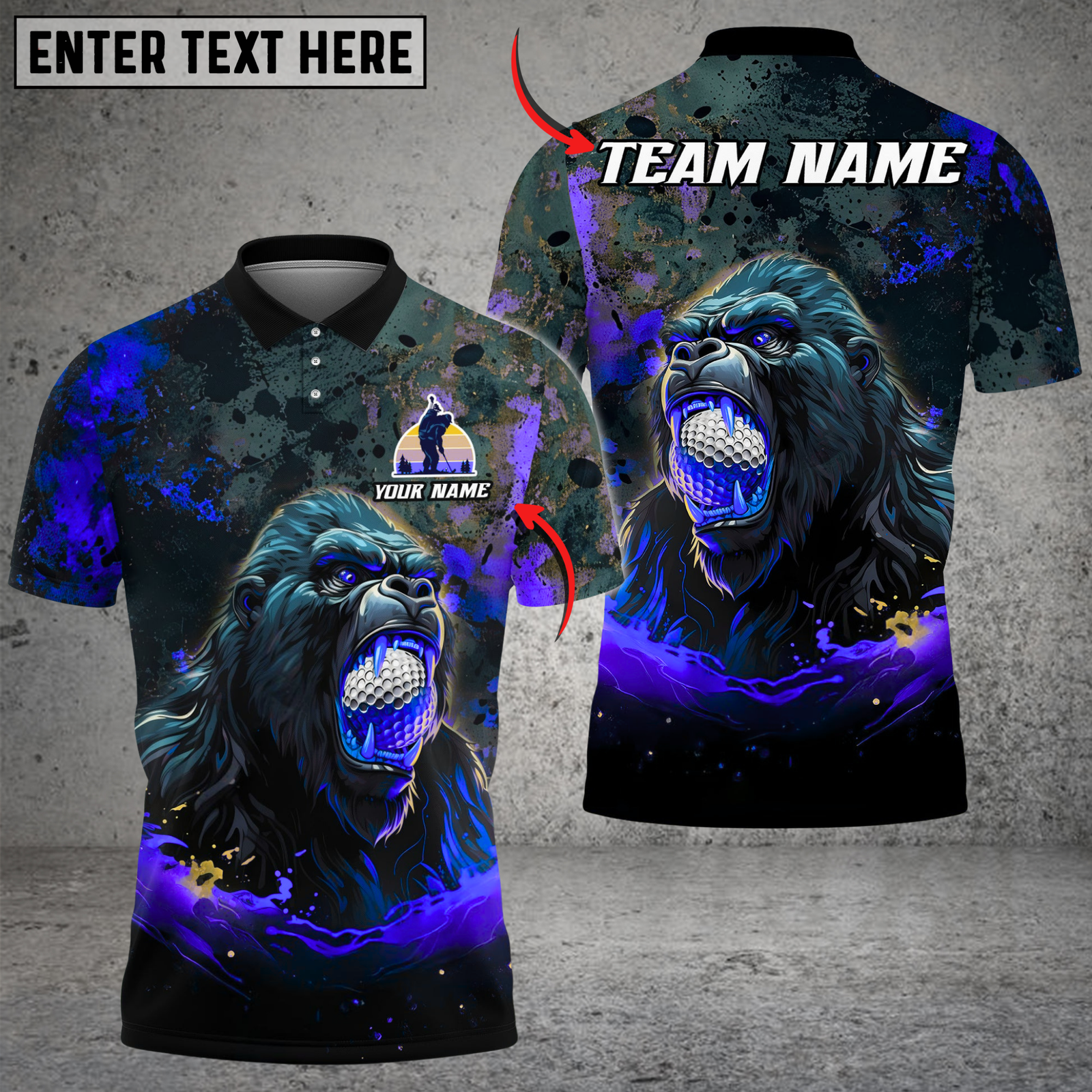 Blisscorners Raging Gorilla Golf Polo Shirt, Custom Name & Team Name 3D Shirts