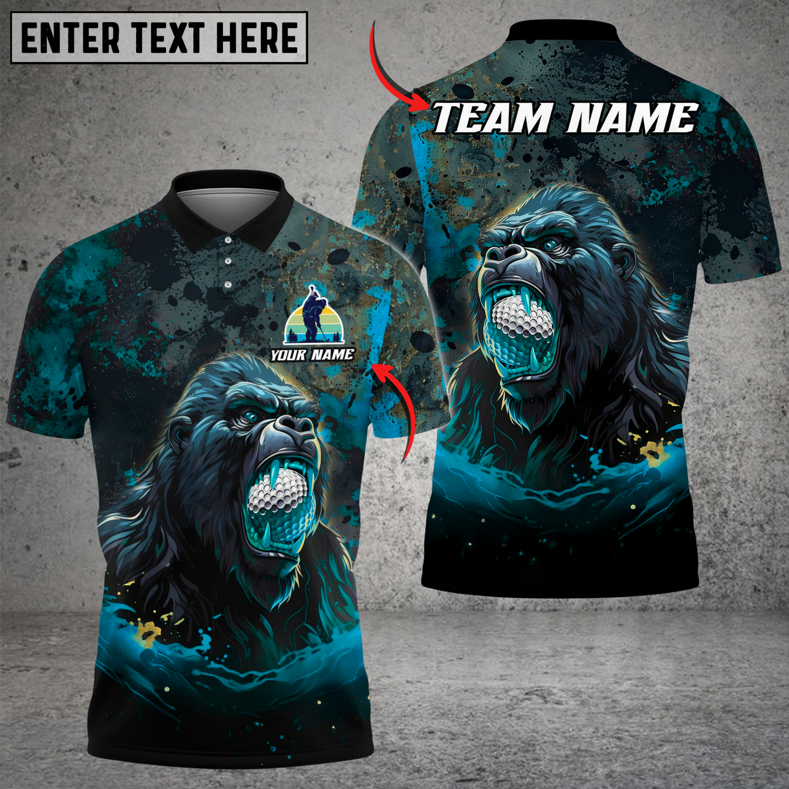 Blisscorners Raging Gorilla Golf Polo Shirt, Custom Name & Team Name 3D Shirts