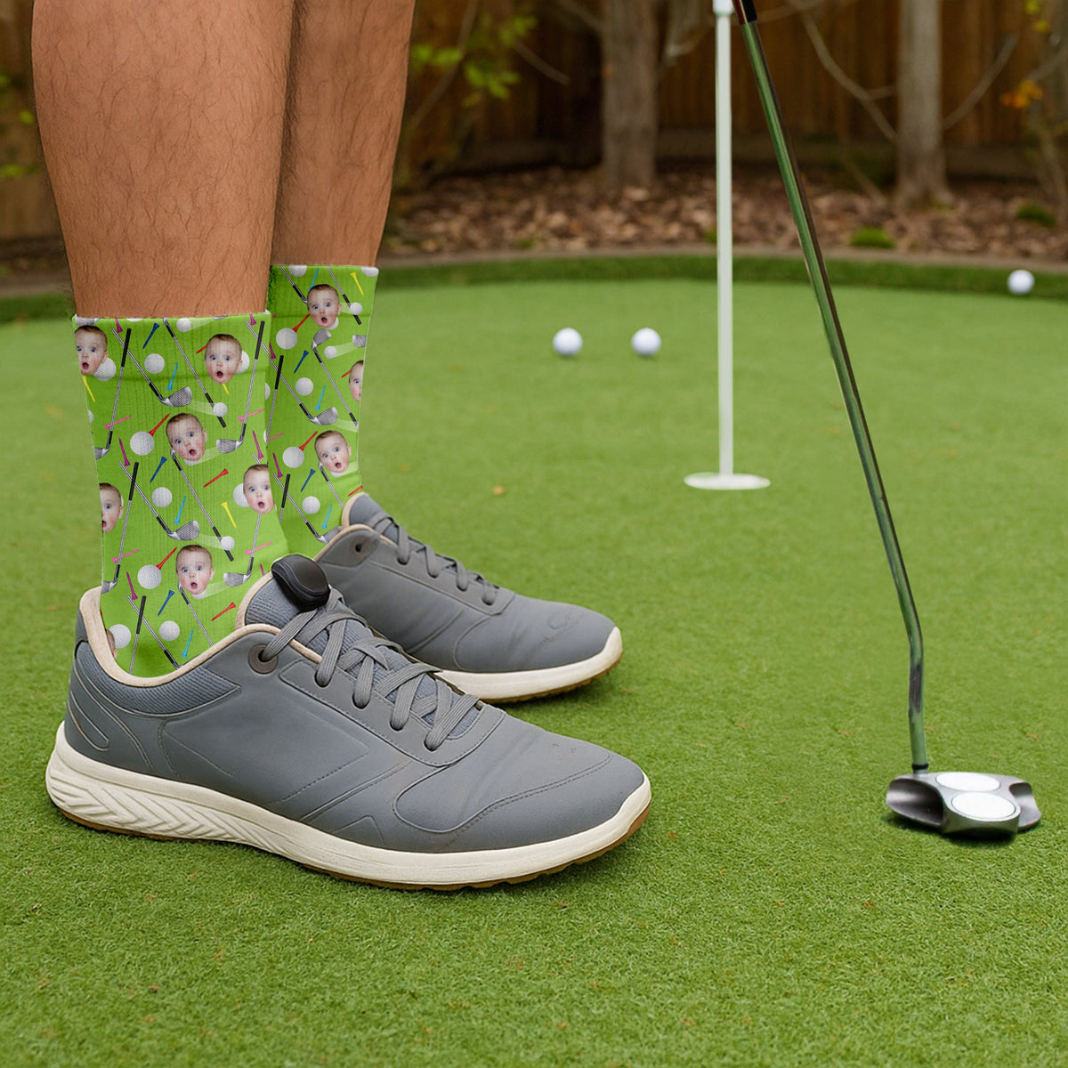 Blisscorners Custom Face Socks, Personalized Socks With Photos, Christmas Golf Gift, Dad Golf GiftsLM2611