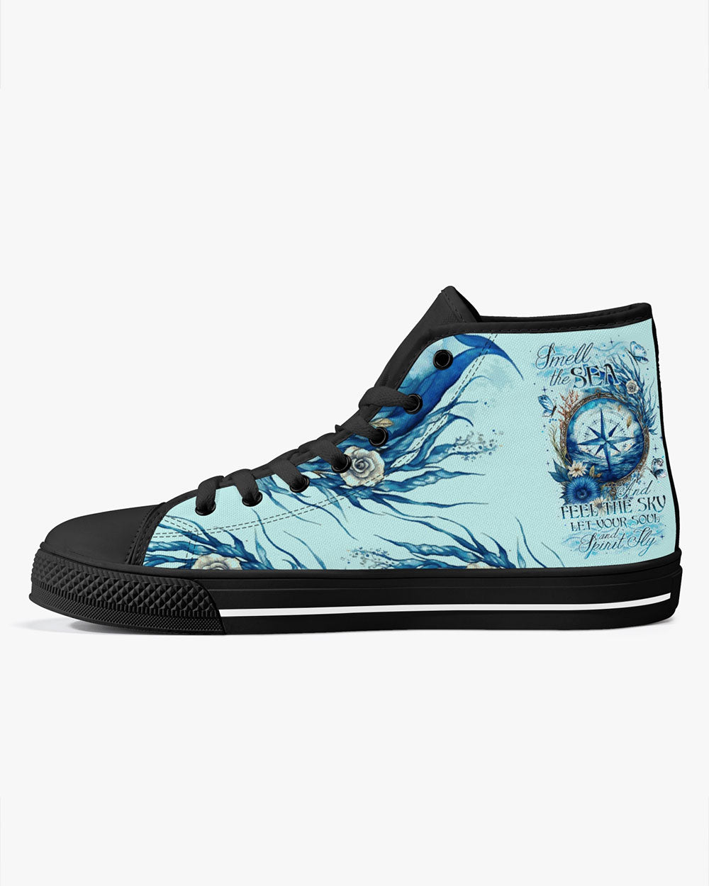 BLISSCORNERS SMELL THE SEA AND FEEL THE SKY HIGH TOP CANVAS SHOES