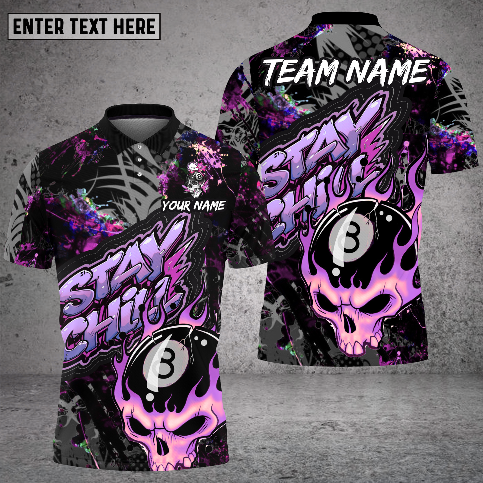Blisscorners Billiards Skull Blue Flame Graffiti Multioptions Personalized Name, Team Name Unisex 3D Shirt (4 Colors)