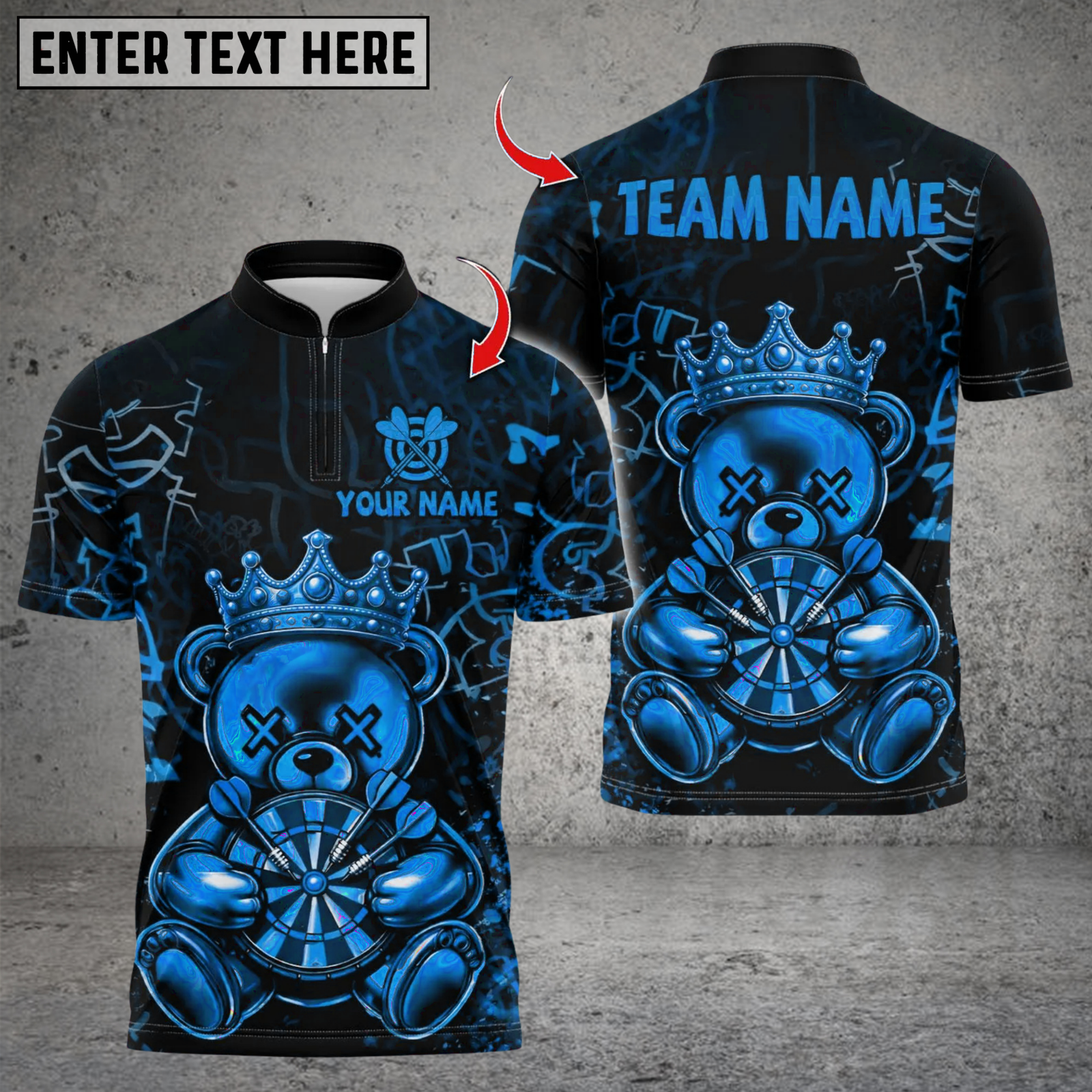 Blisscorners Darts King Bear Dartboard Design Multicolor Customized Name, Team Name 3D Shirts