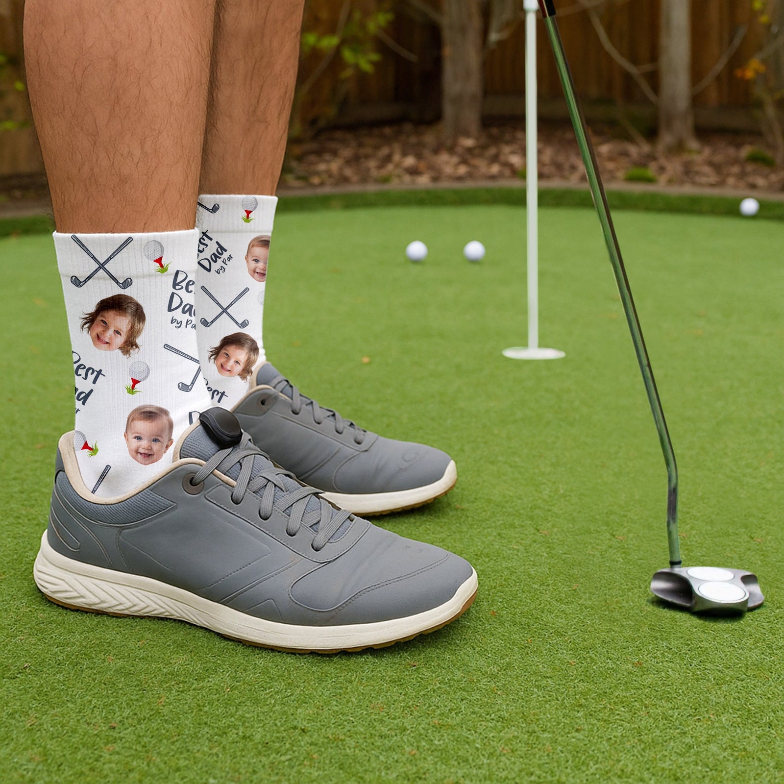 Blisscorners Best Dad By Par Socks,  Custom Face Socks, Funny Golf Socks, Fun Socks For Men, Christmas Golf GiftLM2611
