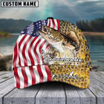 Blisscorners Walleyes Skin American Flag Fishing Customized Name Classic 3D Cap