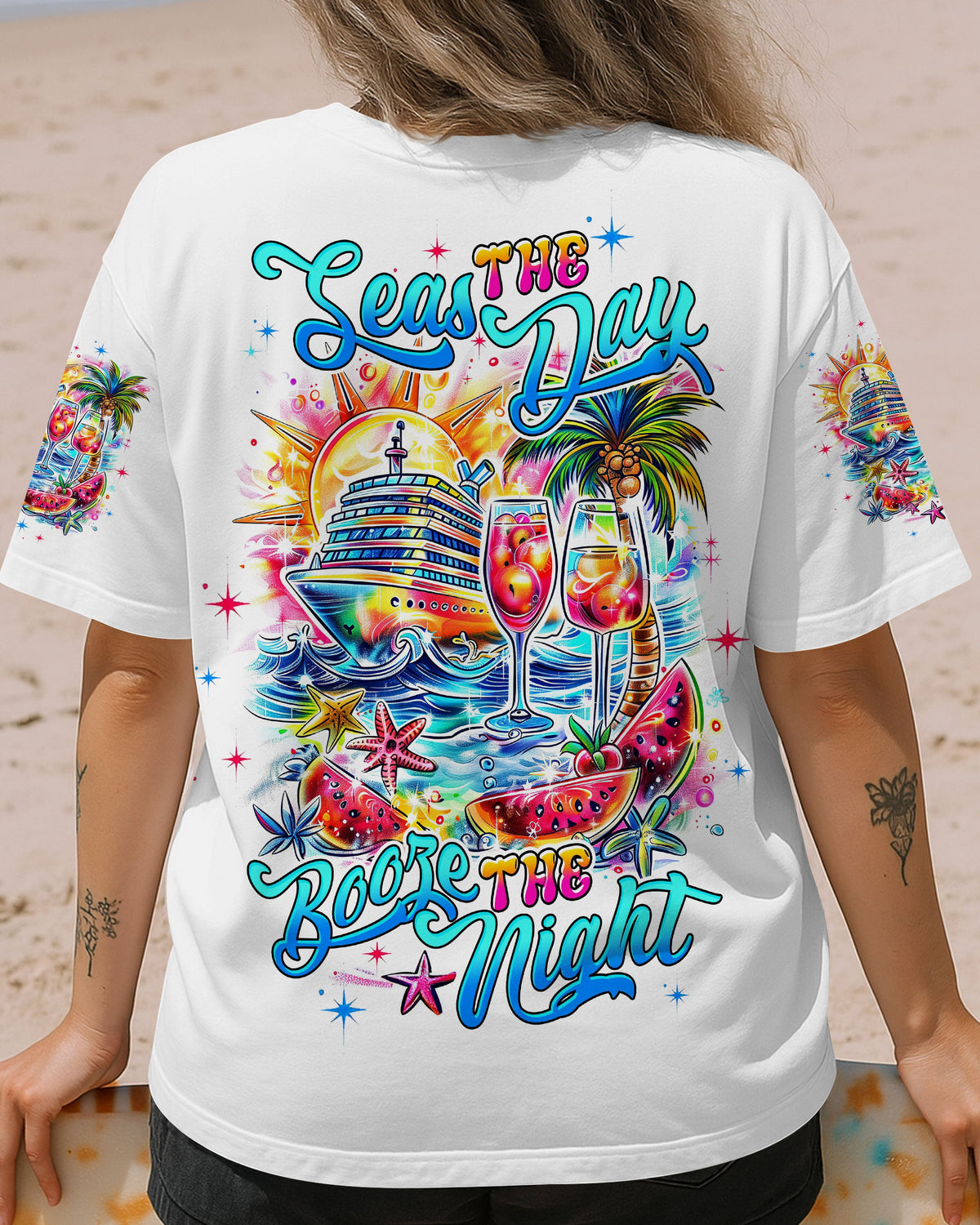 BLISSCORNERS SEAS THE DAY BOOZE THE NIGHT CRUISE ALL OVER PRINT