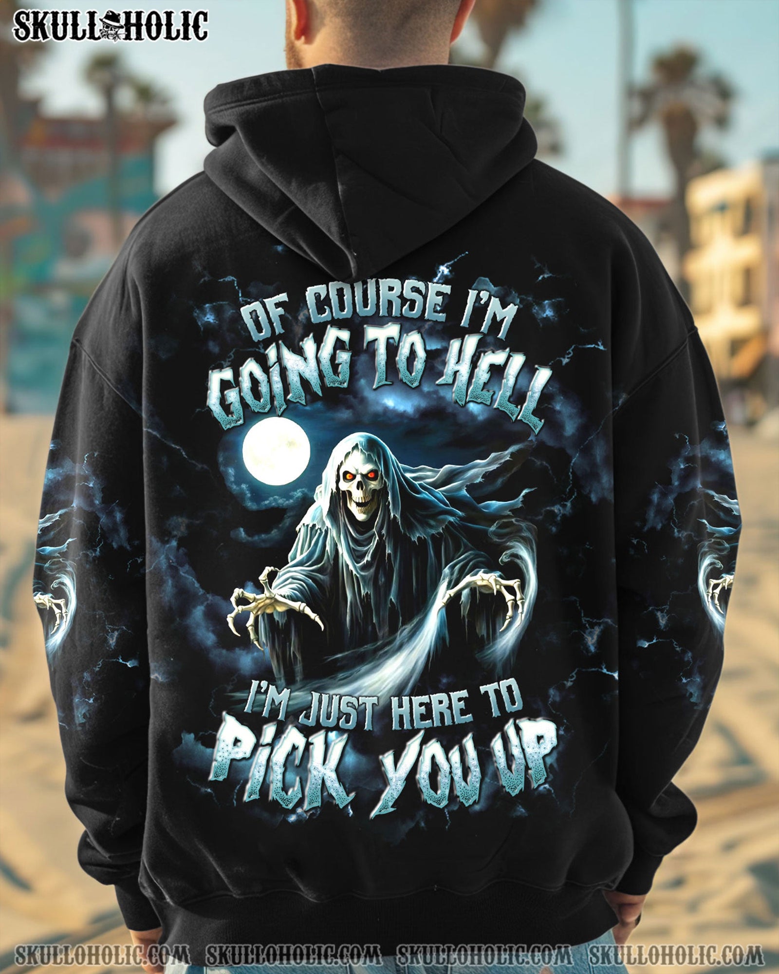 BLISSCORNERS OF COURSE I'M GOING TO HELL SKULL REAPER  ALL OVER PRINT