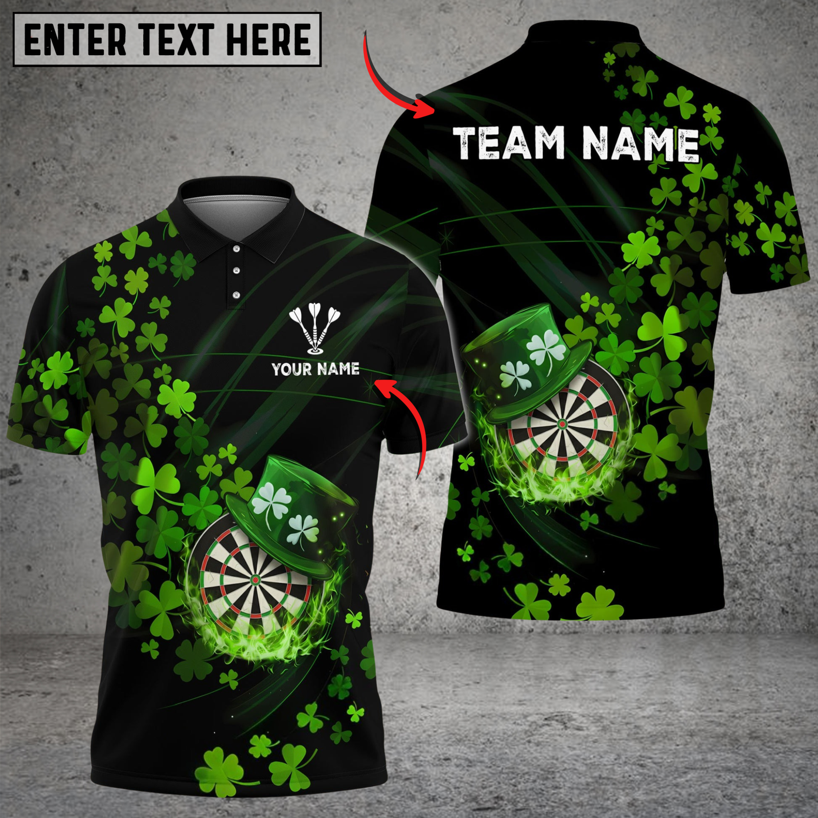 Blisscorners Darts Irish Leaf Flow Personalized Name Shirt