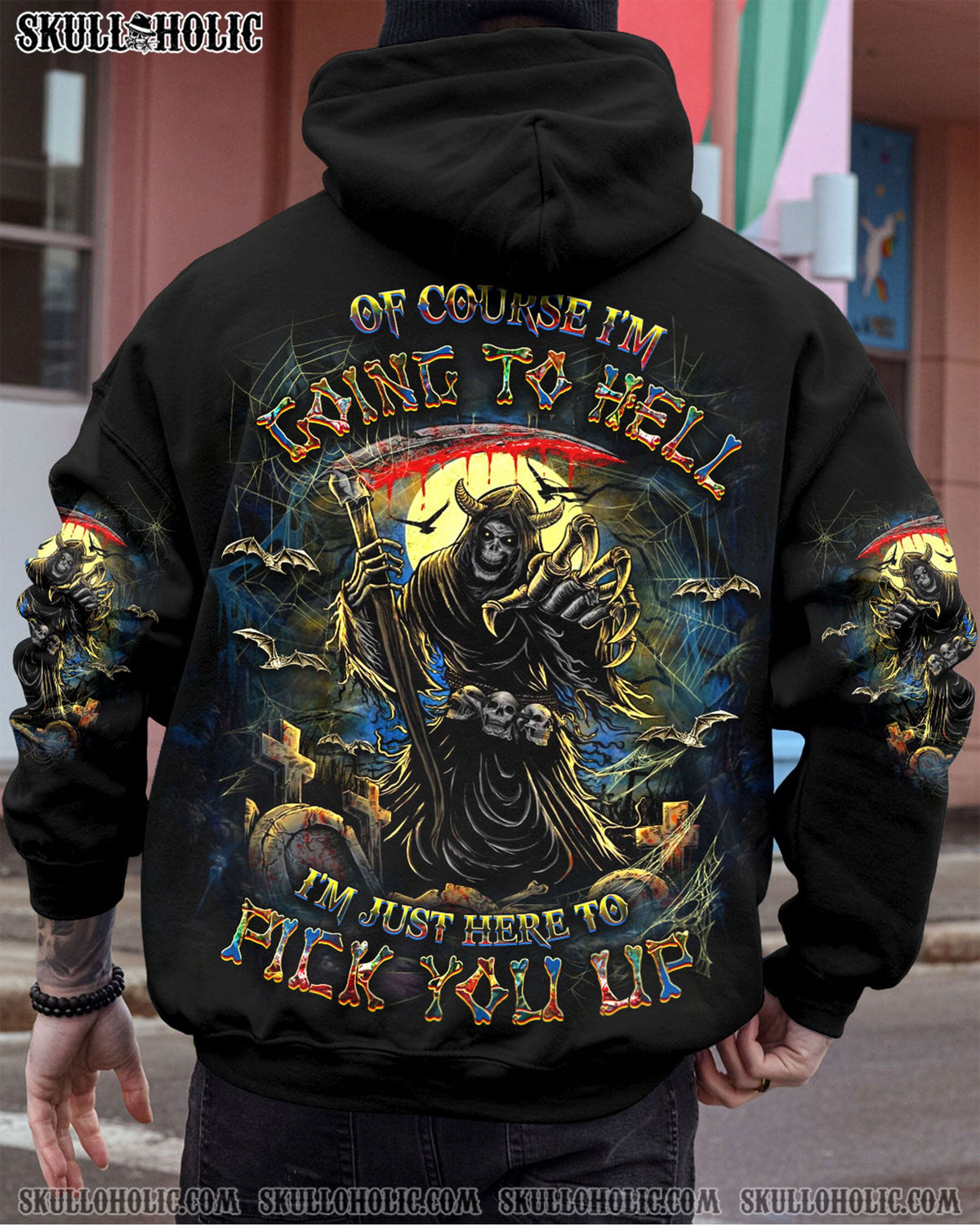 BLISSCORNERS OF COURSE I'M GOING TO HELL SKULL ALL OVER PRINT