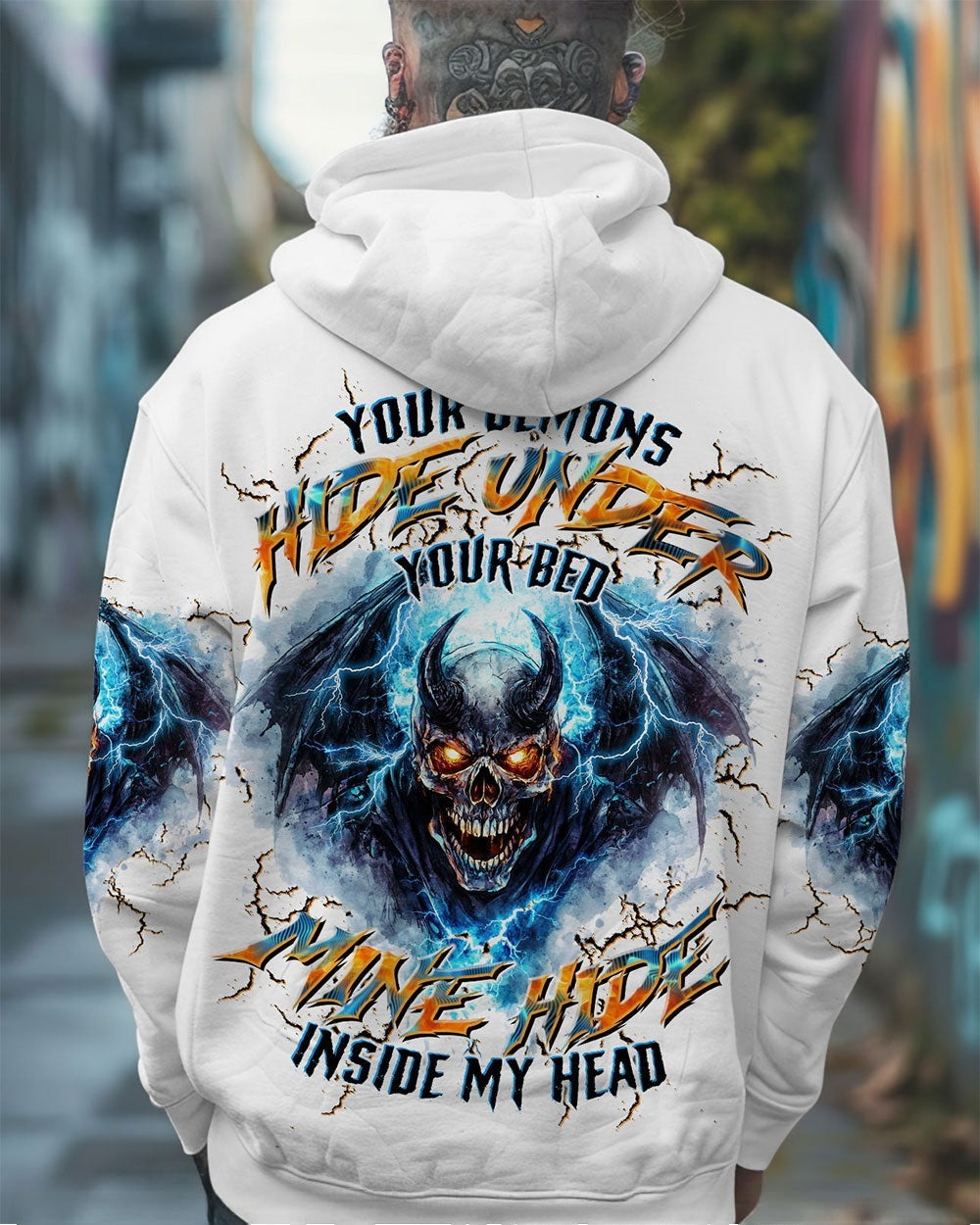 BLISSCORNERS YOUR DEMONS HIDE UNDER YOUR BED SKULL ALL OVER PRINT