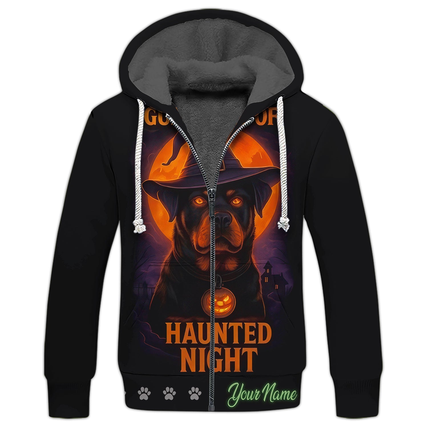 Blisscorners Personalized Rottweiler Halloween T-Shirt - Guardian of Haunted Night