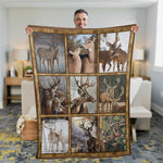 Blisscorners Buck & Doe Deer Lovers Fleece Blanket - Hunting Lodge & Cabin Decor Gift LM1611