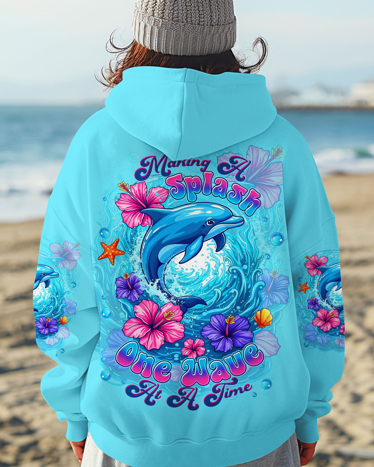 BLISSCORNERS MAKING A SPLASH ONE WAVE AT A TIME DOLPHIN ALL OVER PRINT