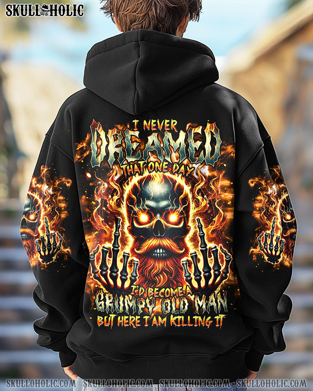 BLISSCORNERS I NEVER DREAMED THAT ONE DAY GRUMPY OLD MAN SKULL ALL OVER PRINT