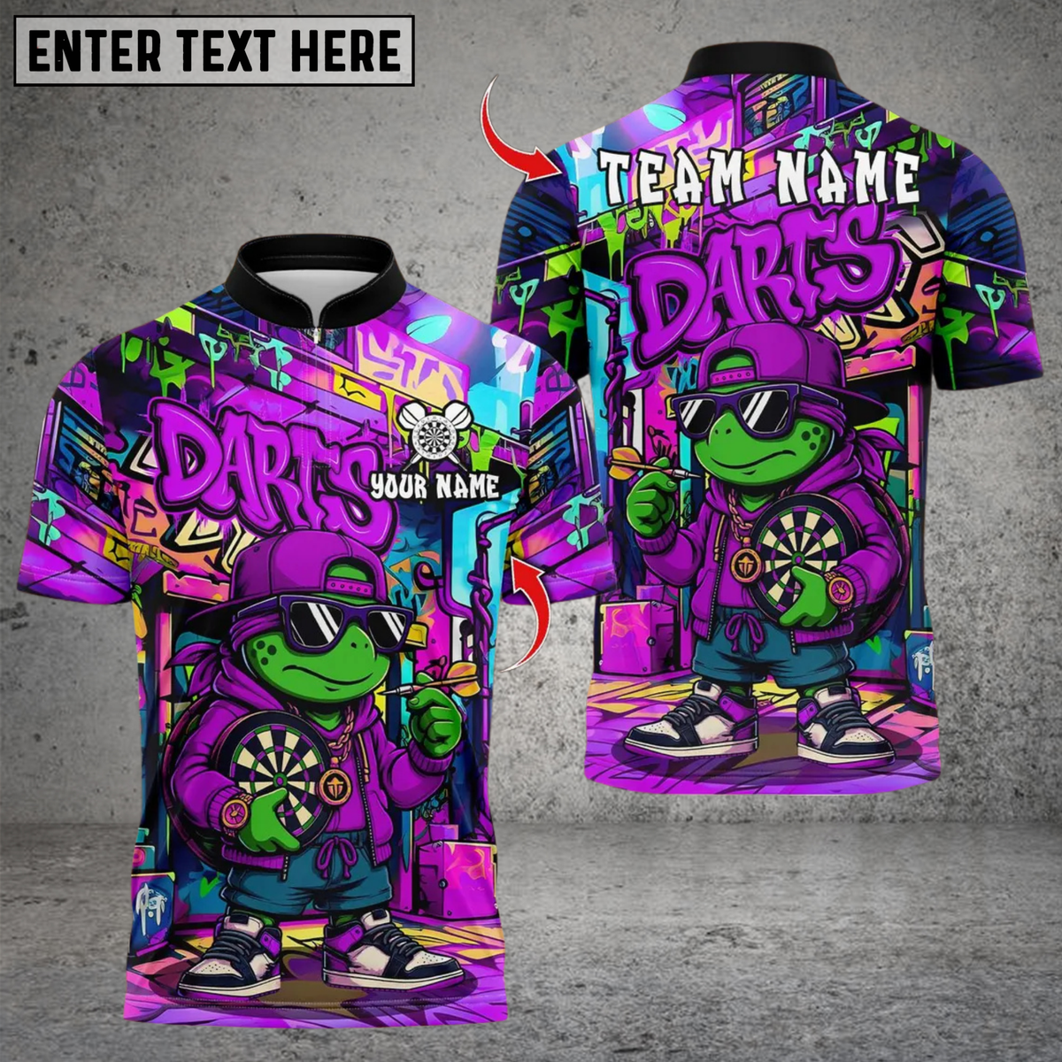 Blisscorners Darts Turtle Graffiti Streetwear Multicolor Customized Name, Team Name 3D Shirts