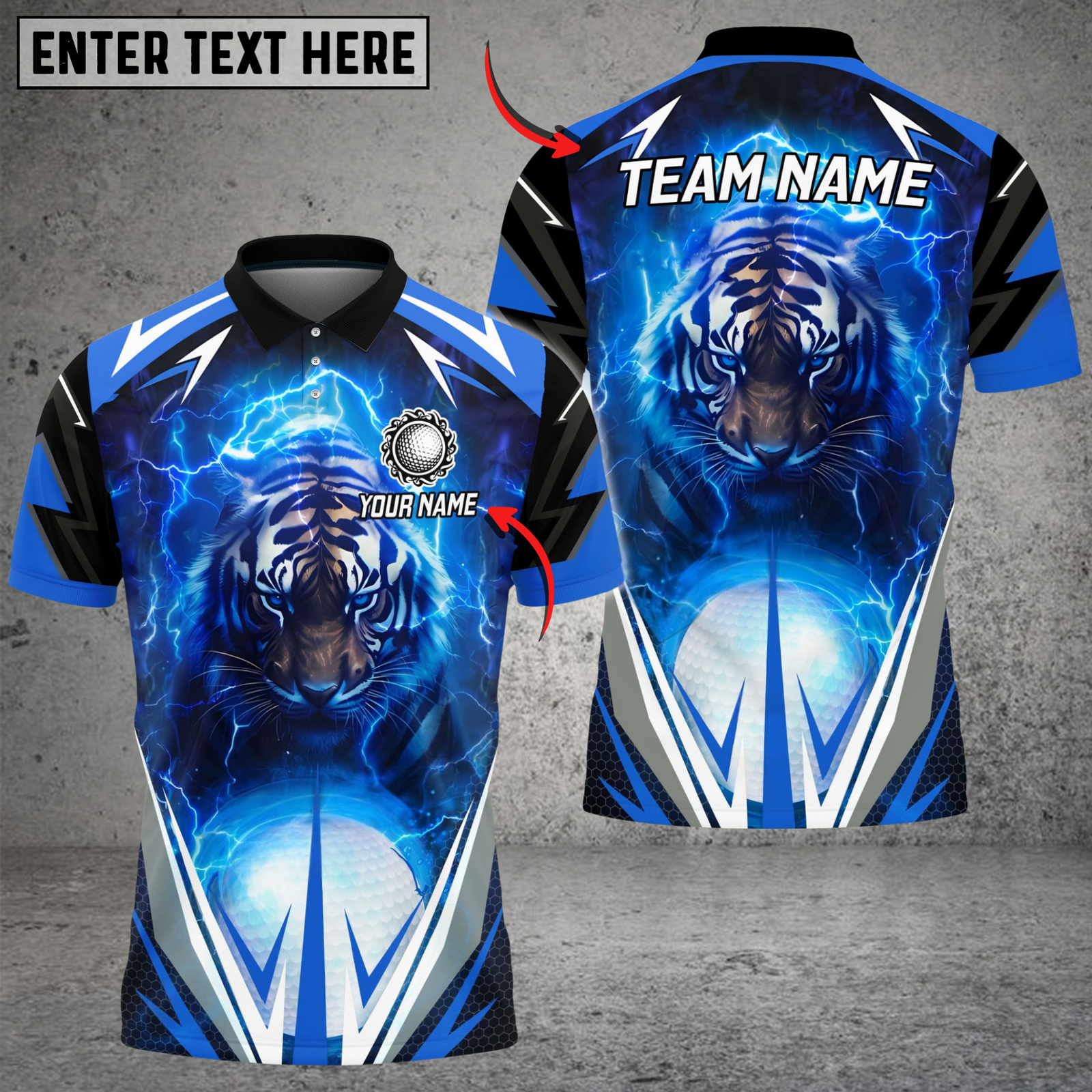 Blisscorners Golf Electric Tiger Multicolor Customized Name, Team Name 3D Shirts