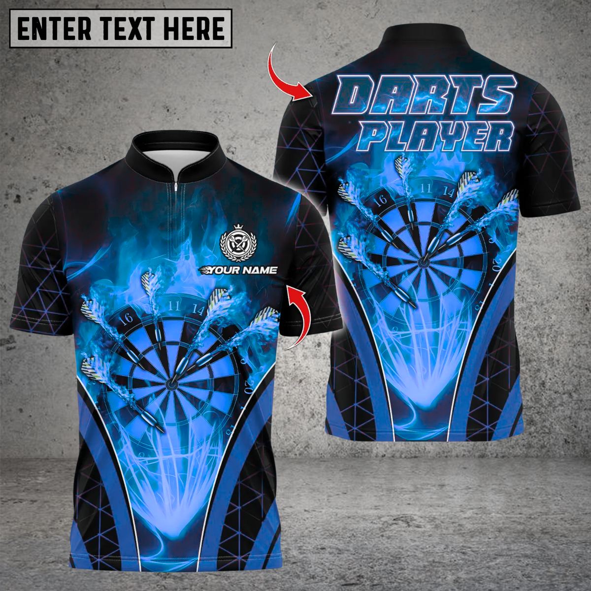 Blisscorners Personalized Name Dart Polo Shirt, Fire Darts Design ,Custom Team Shirt for Men, Gift for Darts Players