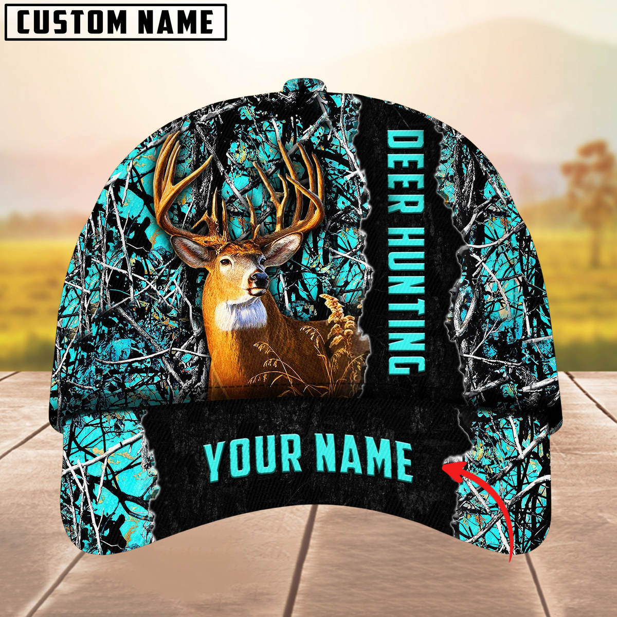 Blisscorners Cool Men’s Camouflage Deer Hunting Multicolor Option Personalized Name 3D Cap