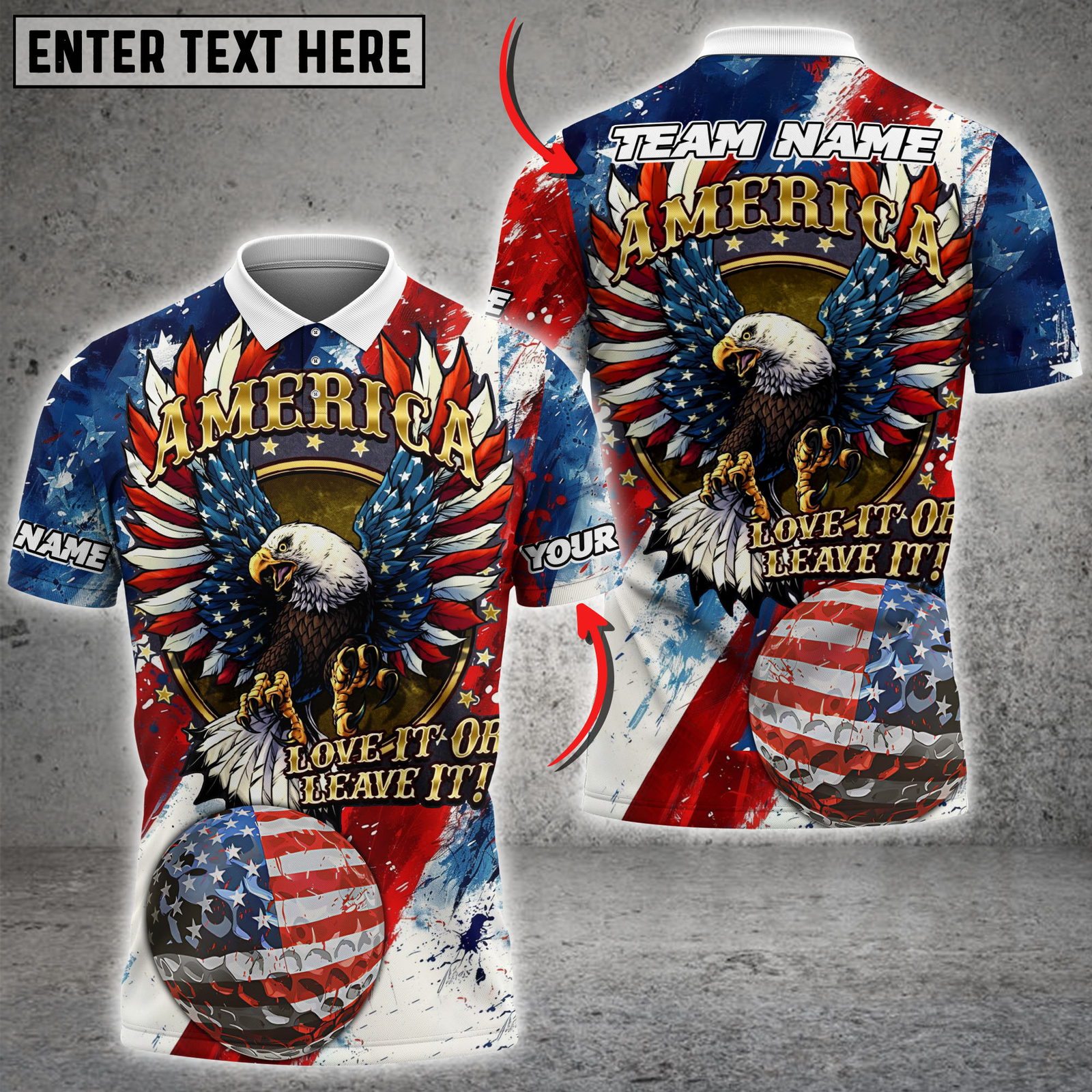 Blisscorners Golf American Eagle with USA Flag Ball Personalized Name 3D Unisex Shirt