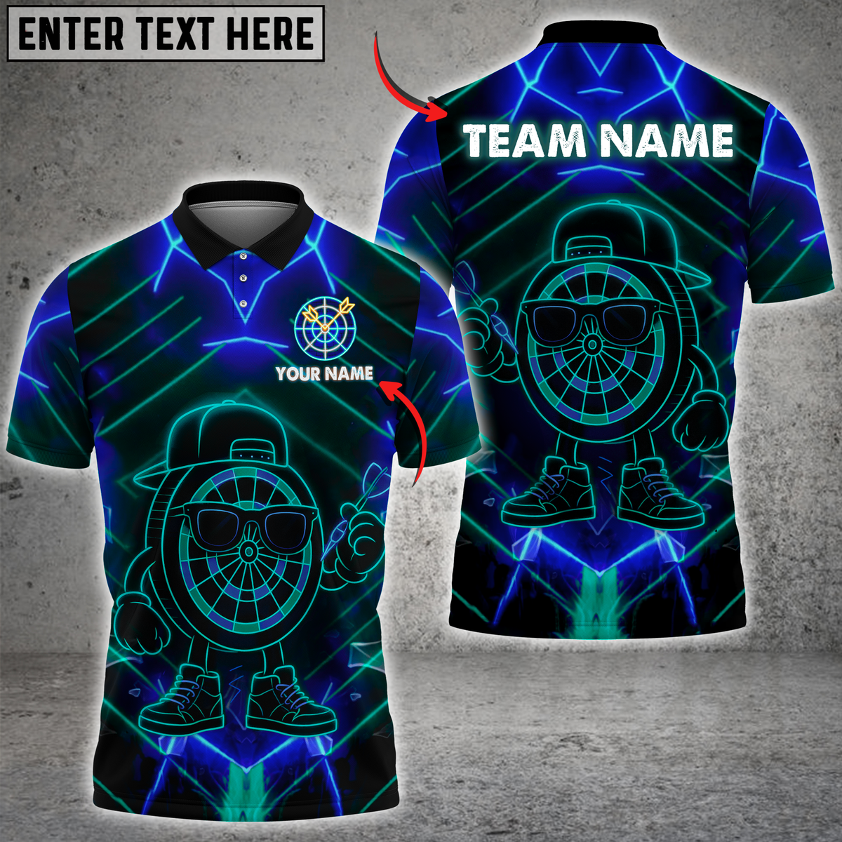 Blisscorners Darts Neon Dartboard Hero Multicolor Customized Name, Team Name 3D Shirts