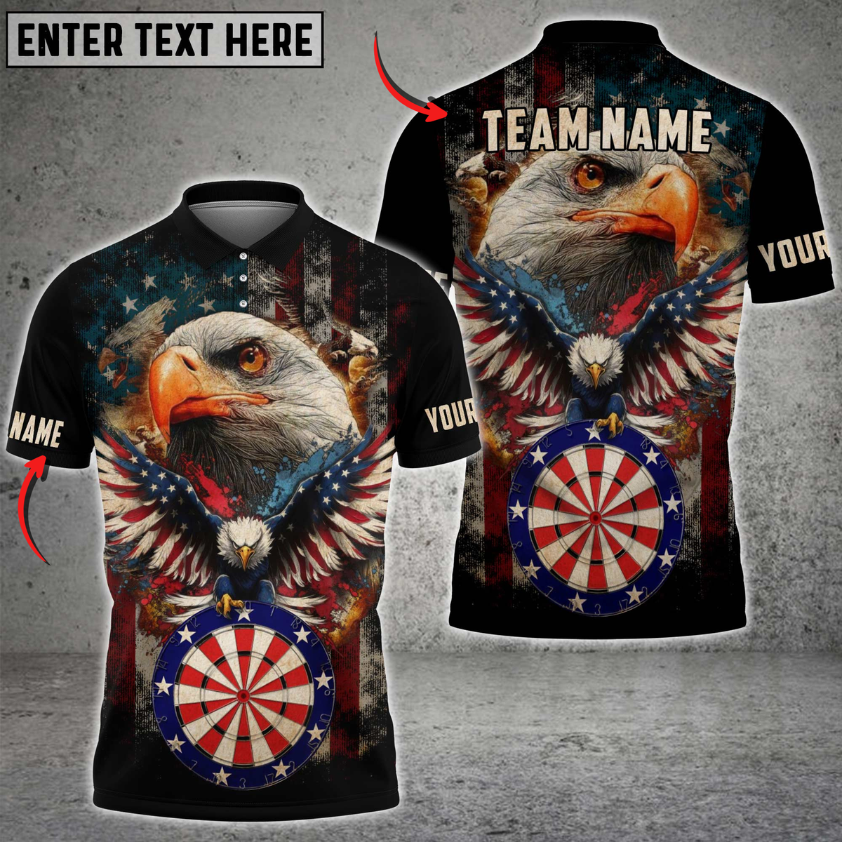 Blisscorners Darts American Eagle with USA Flag Dartboard Personalized Name 3D Unisex Shirt