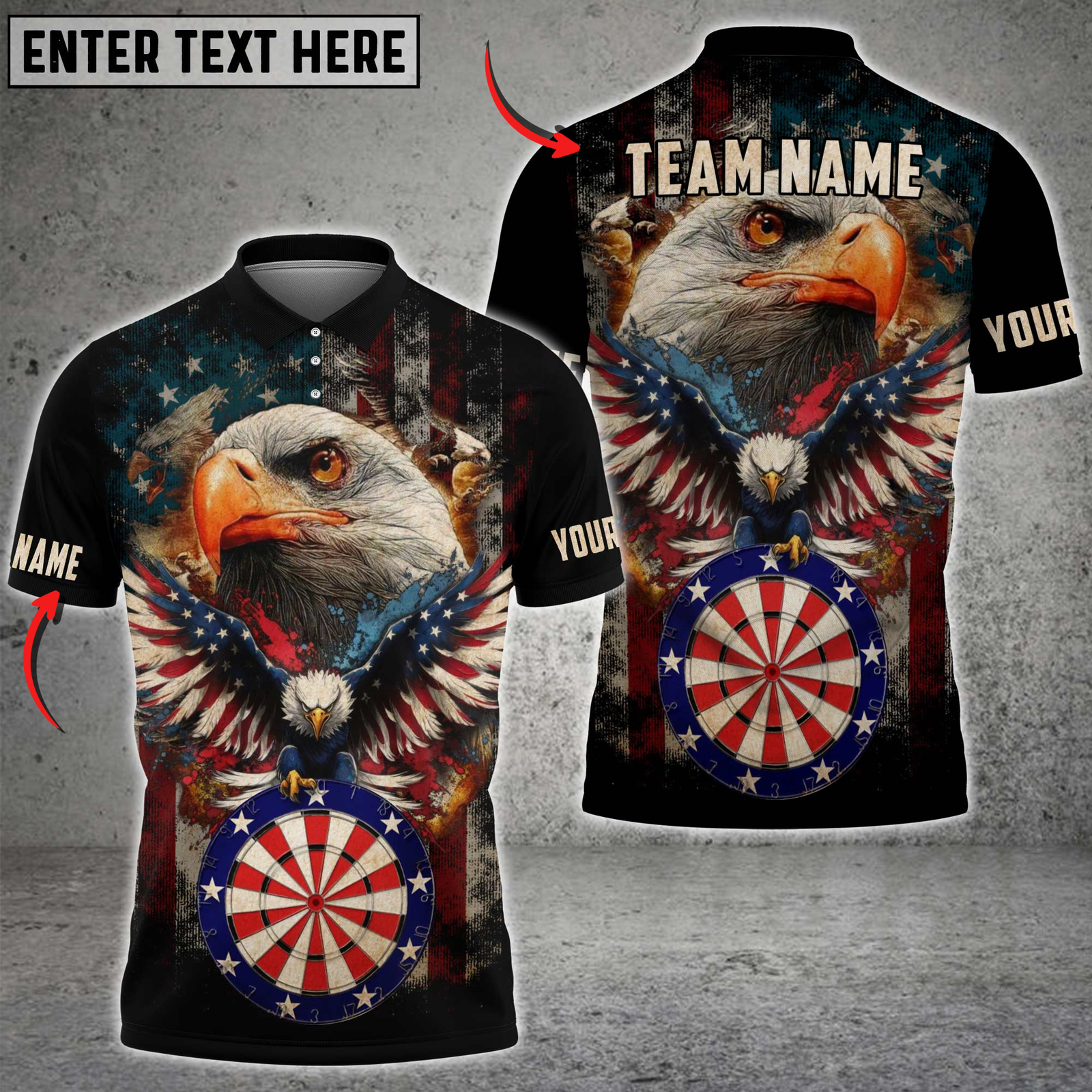 Blisscorners Darts American Eagle with USA Flag Dartboard Personalized Name 3D Unisex Shirt