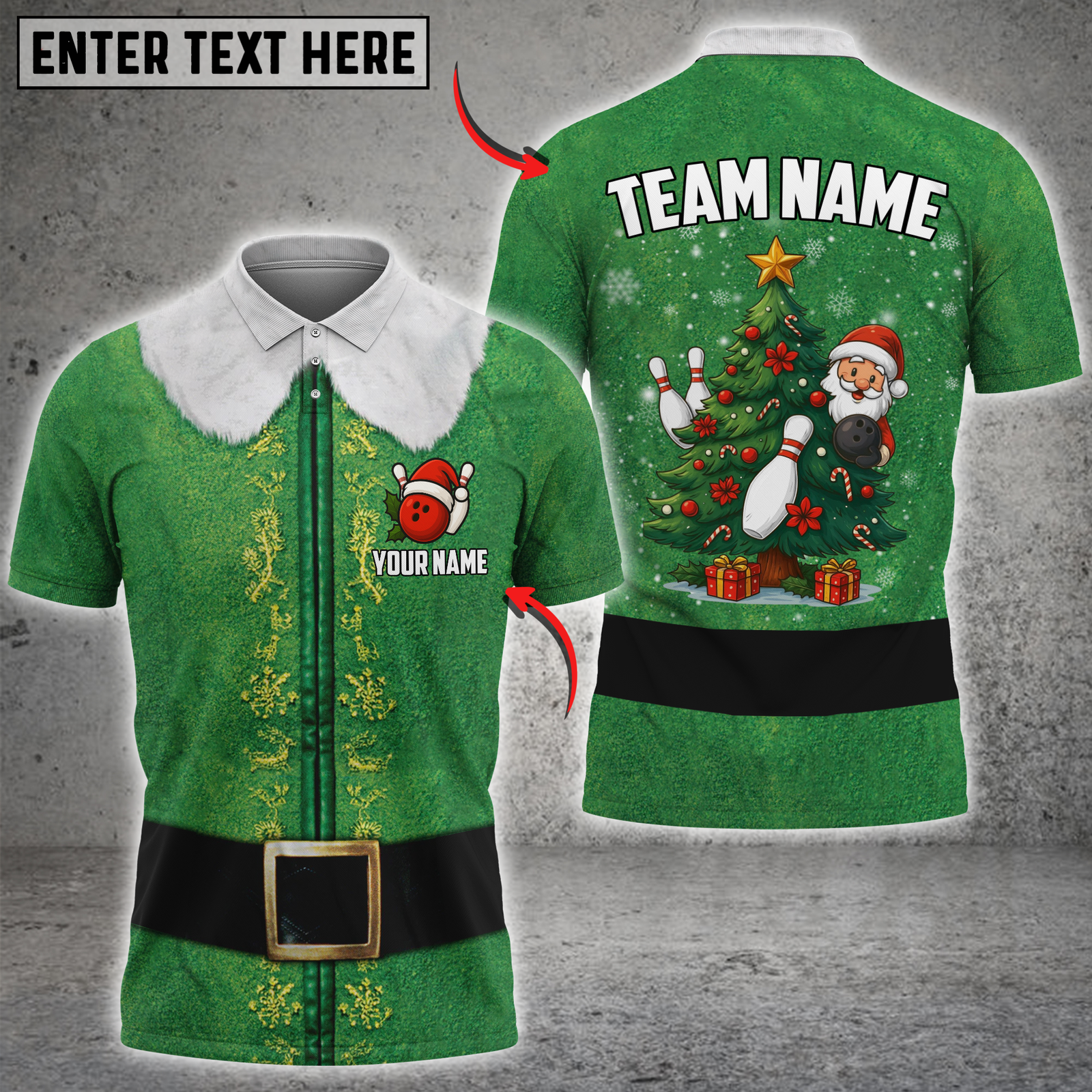 Blisscorners Christmas Tree Bowling Elf Multicolor Customized Name, Team Name 3D Shirt