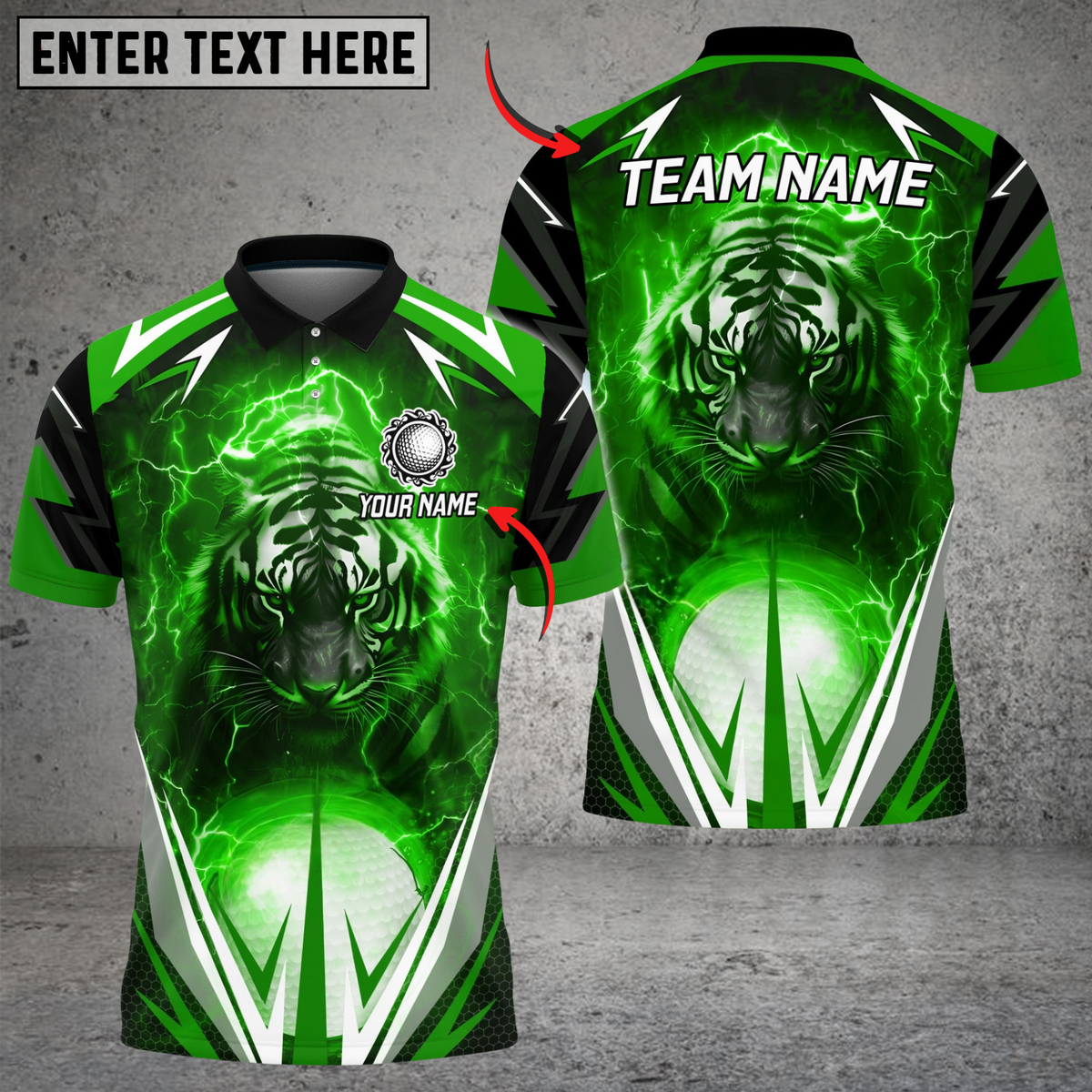Blisscorners Golf Electric Tiger Multicolor Customized Name, Team Name 3D Shirts