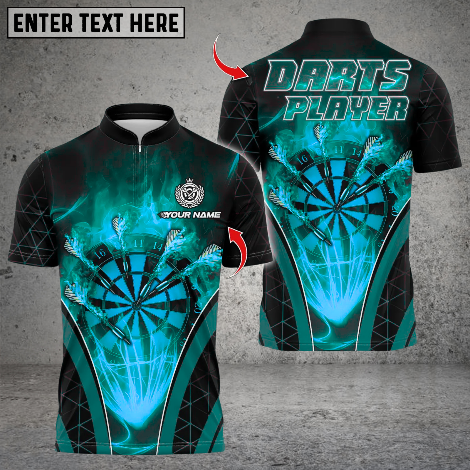 Blisscorners Personalized Name Dart Polo Shirt, Fire Darts Design ,Custom Team Shirt for Men, Gift for Darts Players